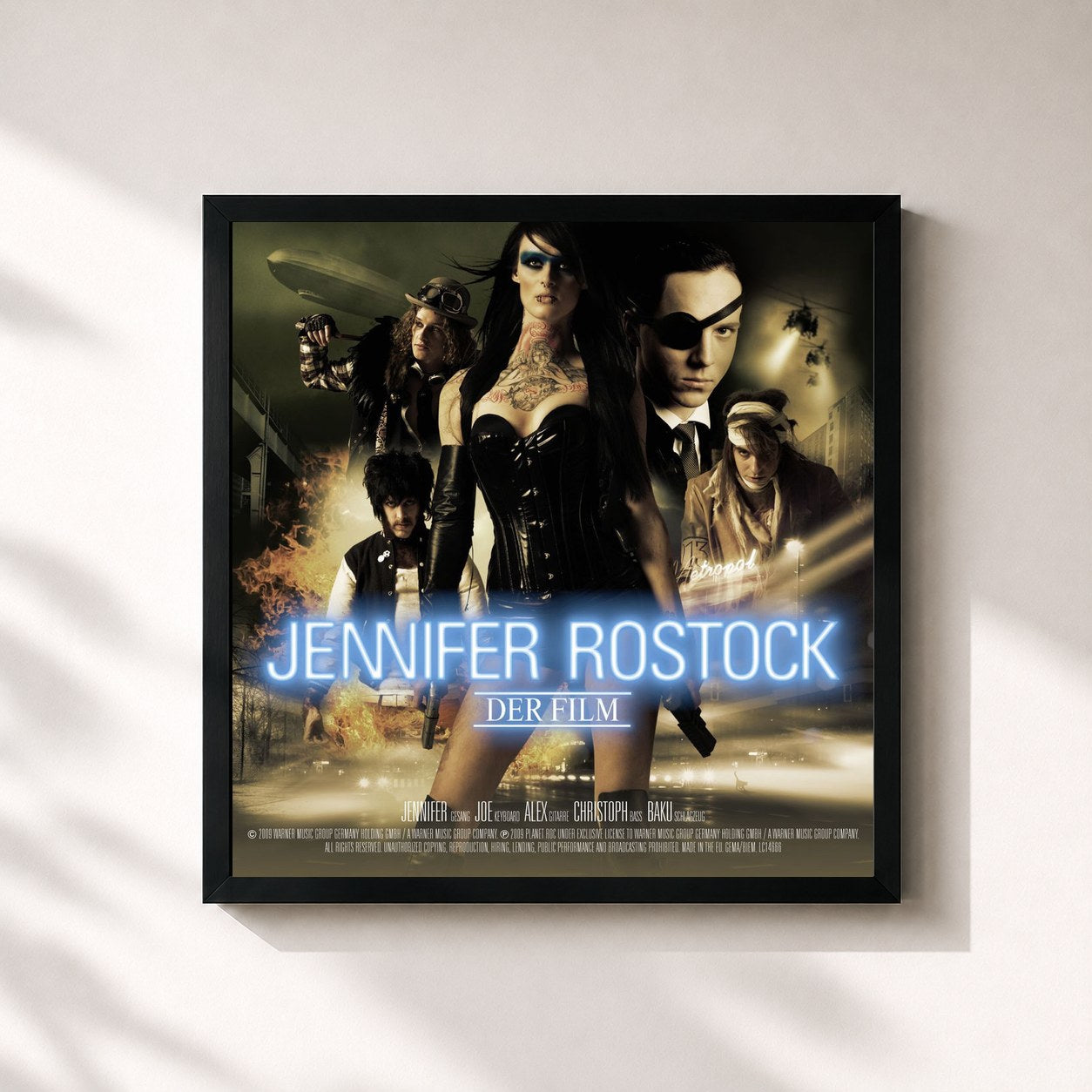 #noir Tableau carré de l'album Der Film de Jennifer Rostock, cadre noir 32x32 cm