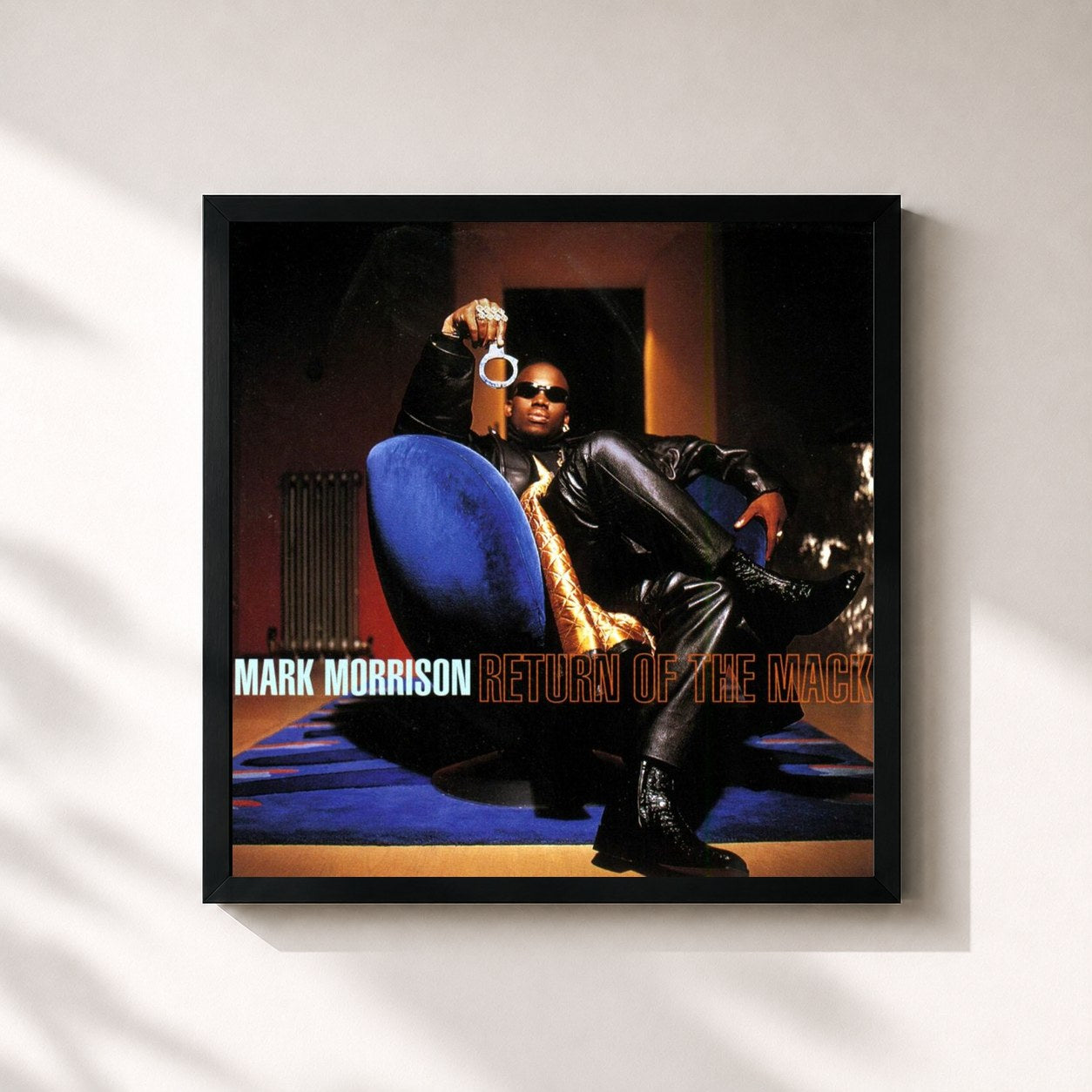 #noir Tableau carré de l'album Return of the Mack de Mark Morrison, cadre noir 32x32 cm