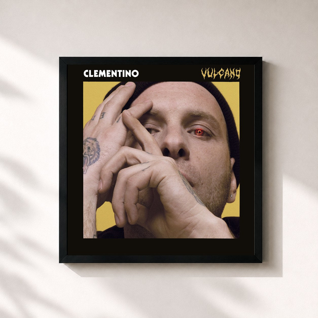 #noir Tableau carré de l'album Vulcano de Clementino, cadre noir 32x32 cm