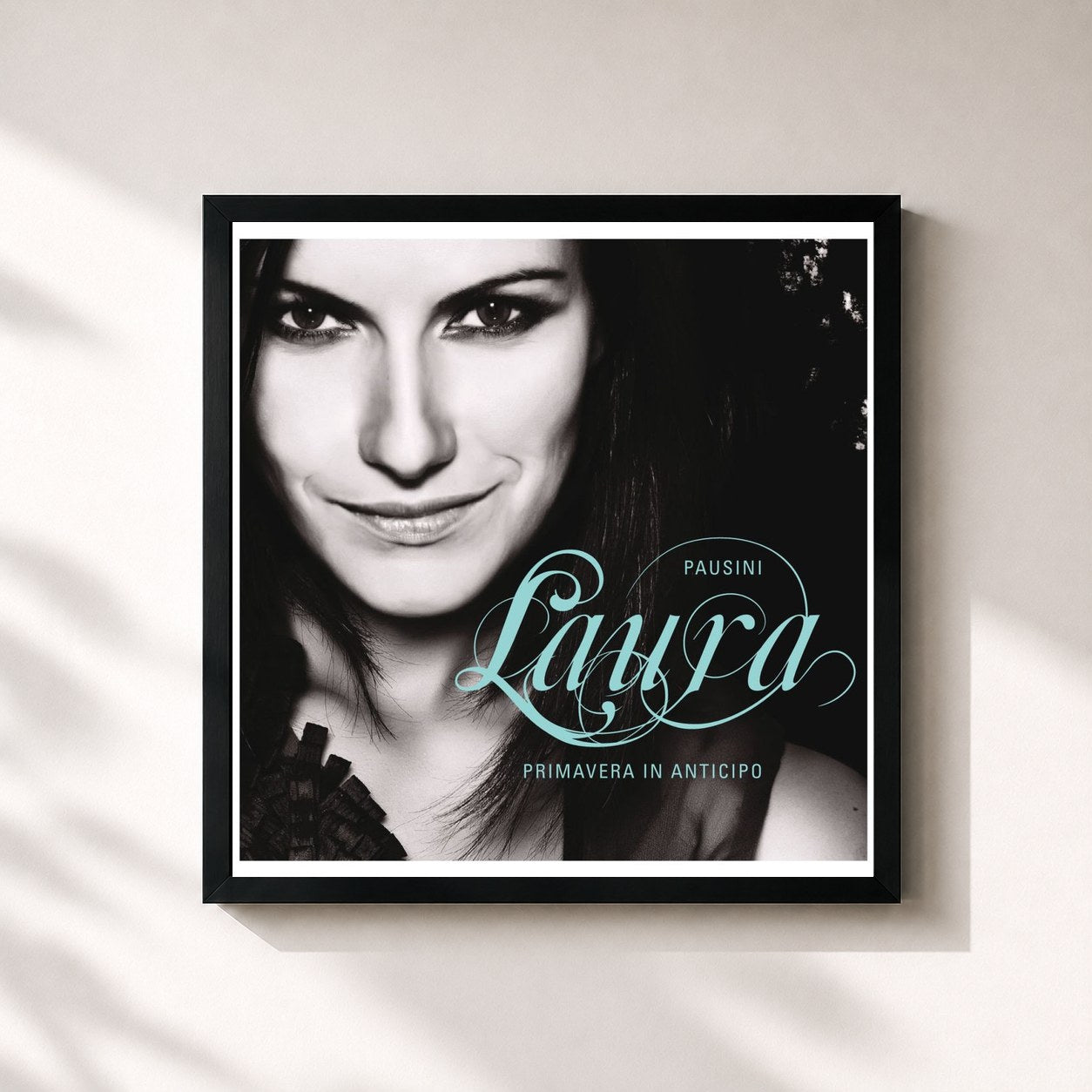 #noir Tableau carré de l'album Primavera in anticipo de Laura Pausini, cadre noir 32x32 cm