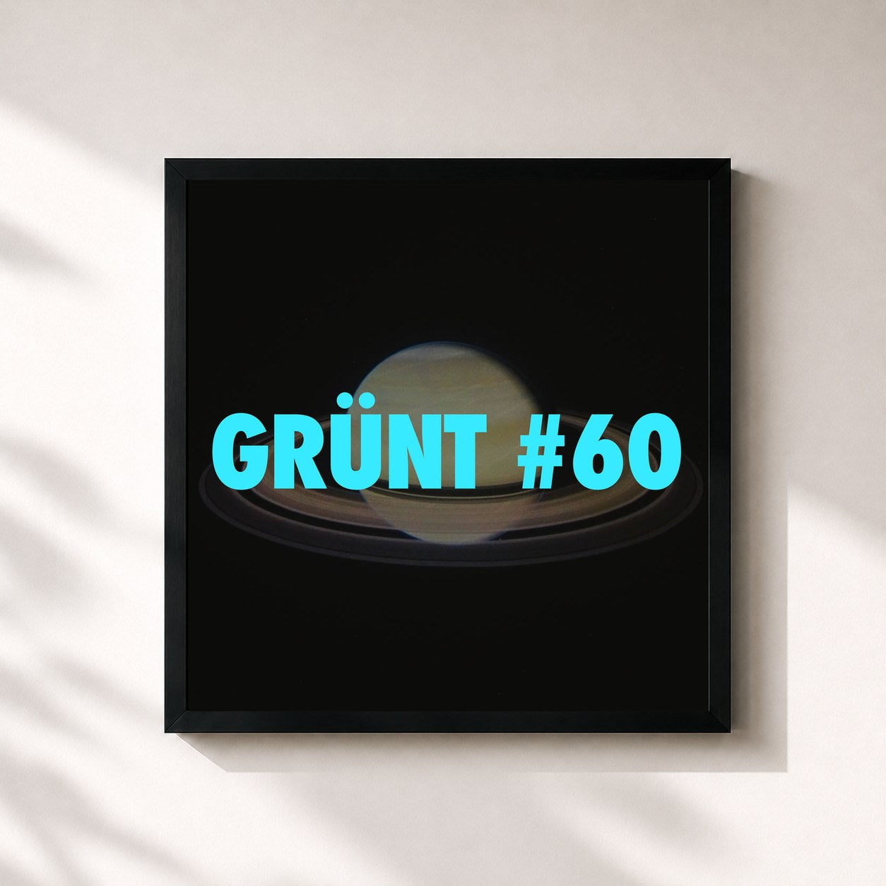#noir Tableau carré de l'album GRÜNT #60 de BU$HI, cadre noir 32x32 cm