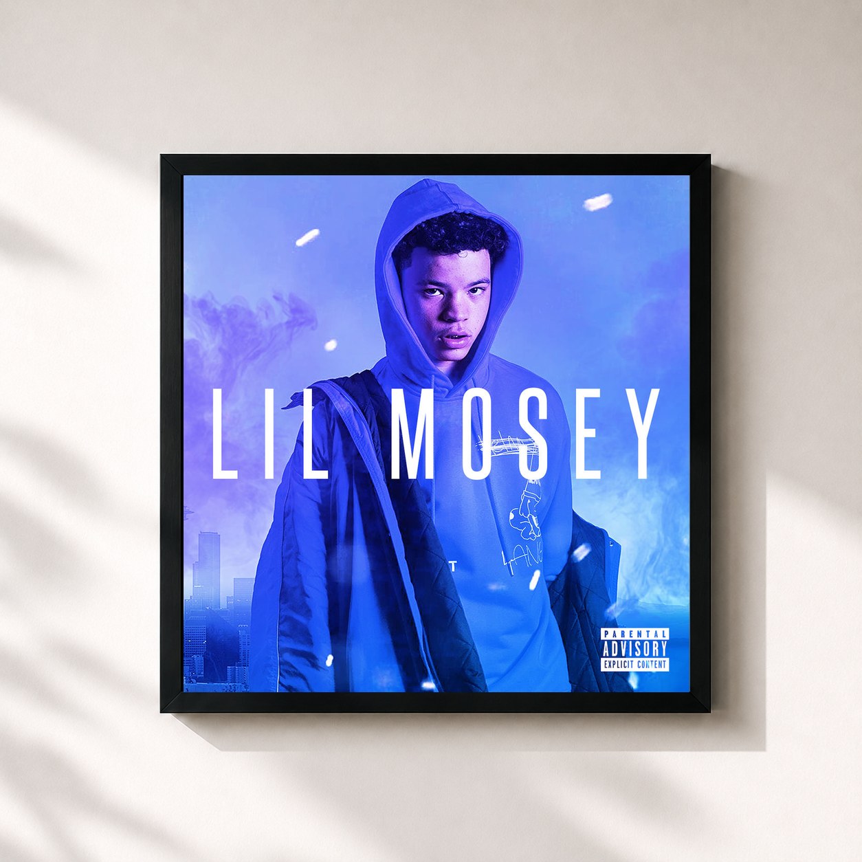 #noir Tableau carré de l'album Lil Mosey de Lil Mosey, cadre noir 32x32 cm