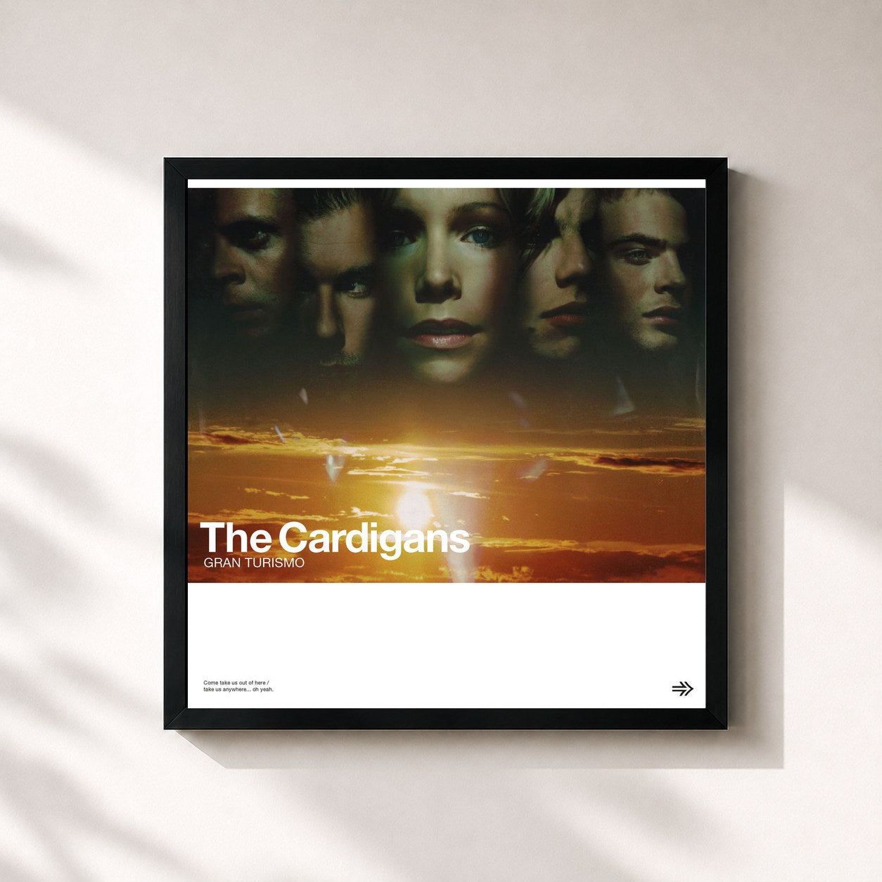 #noir Tableau carré de l'album Gran Turismo (Remastered) de The Cardigans, cadre noir 32x32 cm