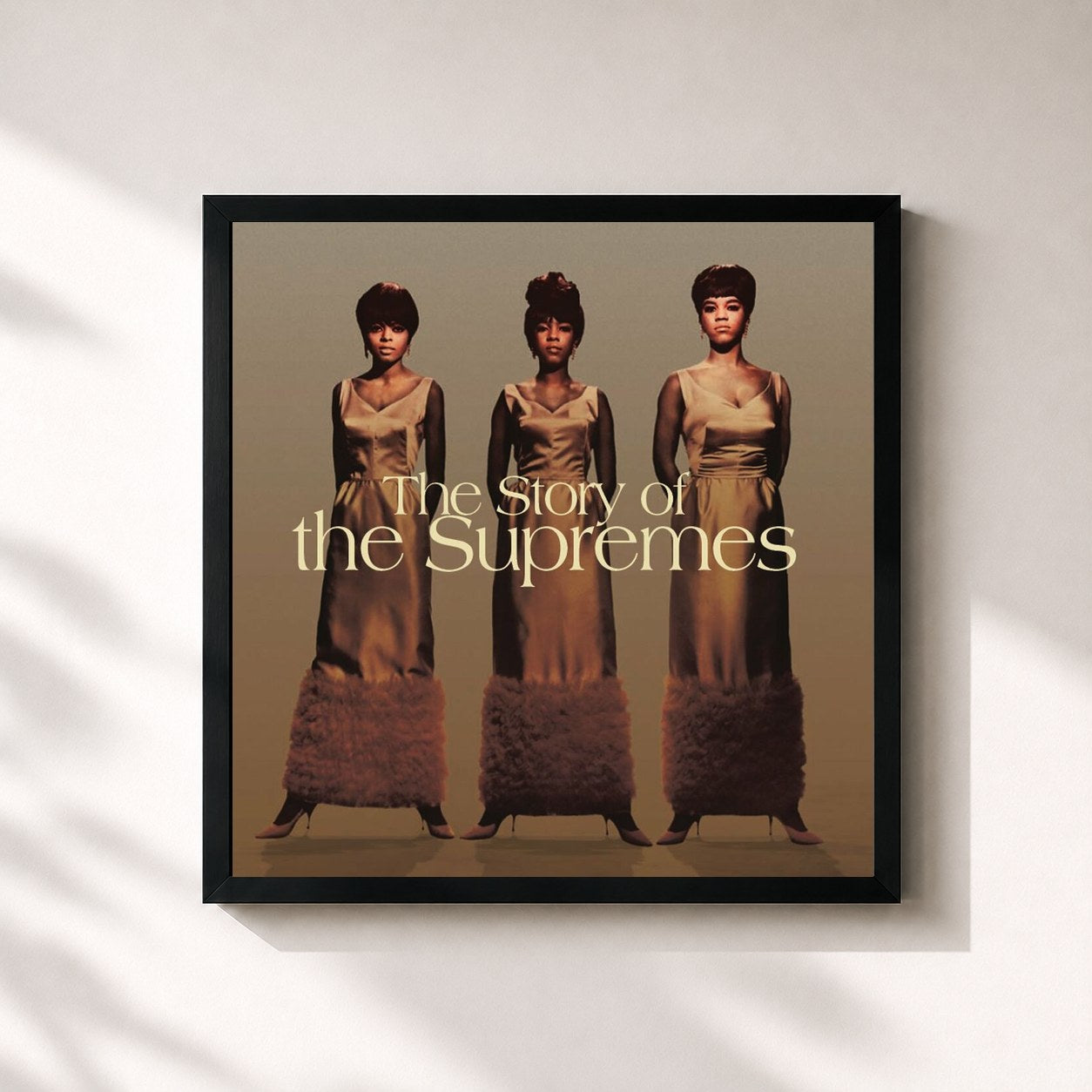 #noir Tableau carré de l'album The Story Of The Supremes de The Supremes, cadre noir 32x32 cm
