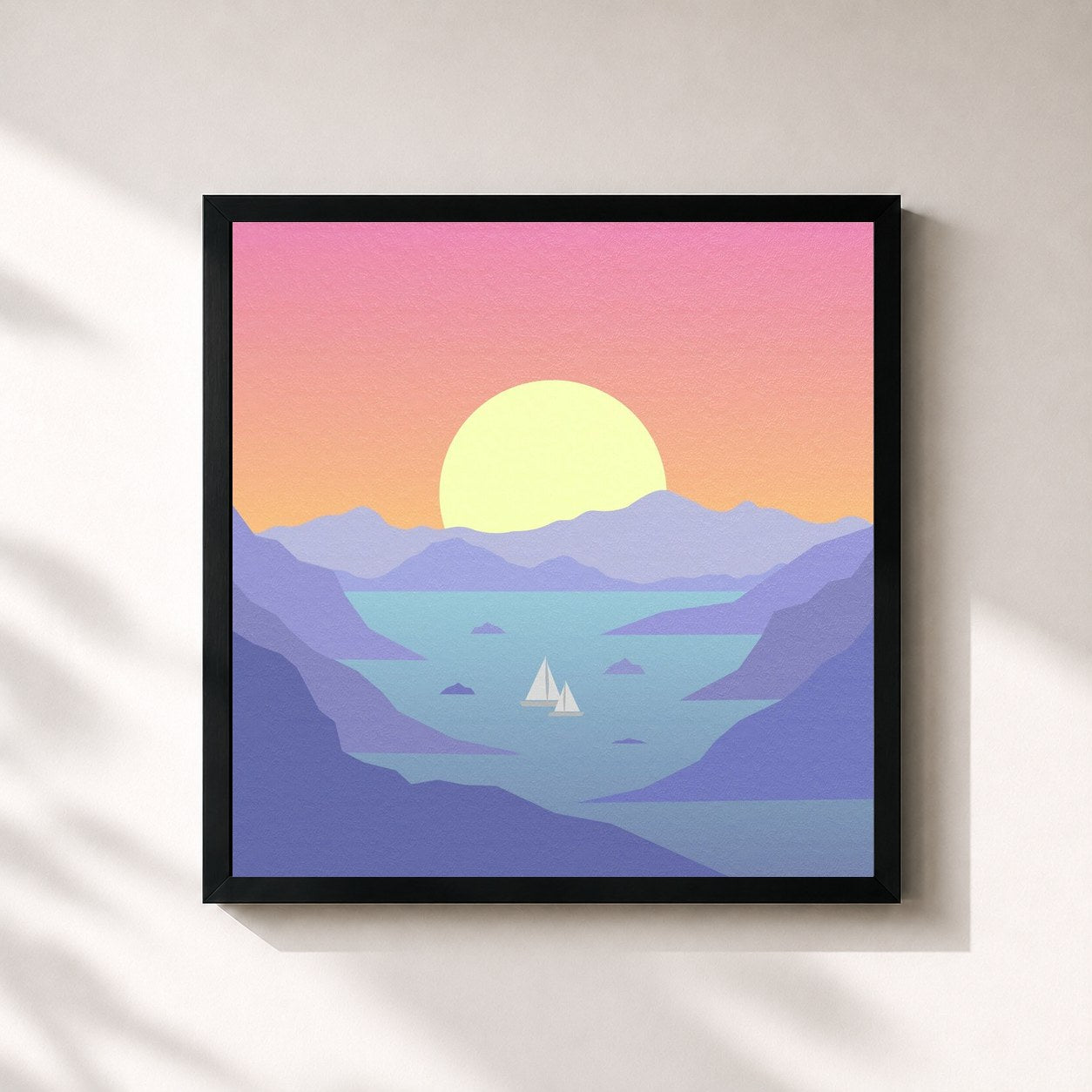 #noir Tableau carré de l'album Horizons de Surfaces, cadre noir 32x32 cm