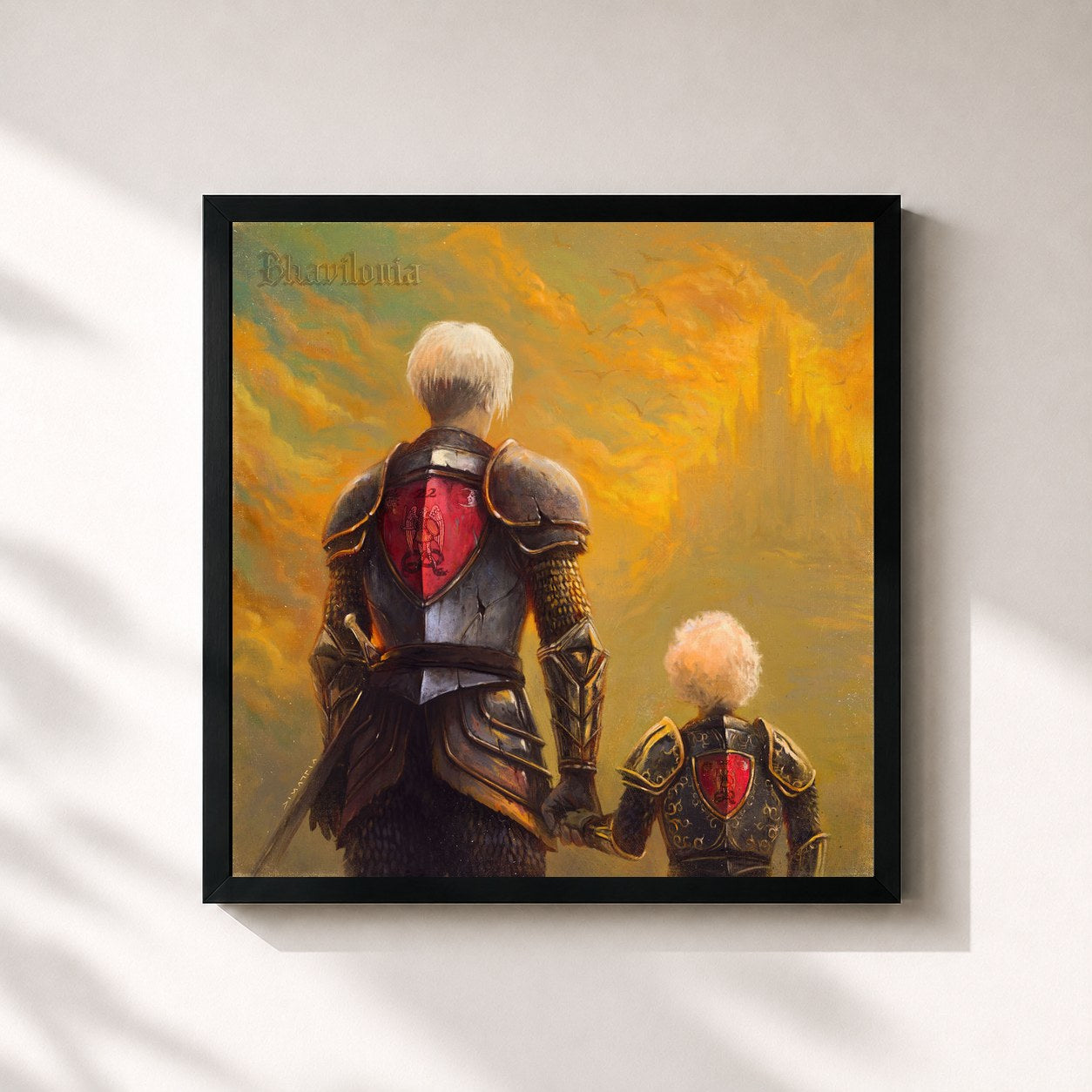 #noir Tableau carré de l'album BHAVILONIA de Bhavi, cadre noir 32x32 cm