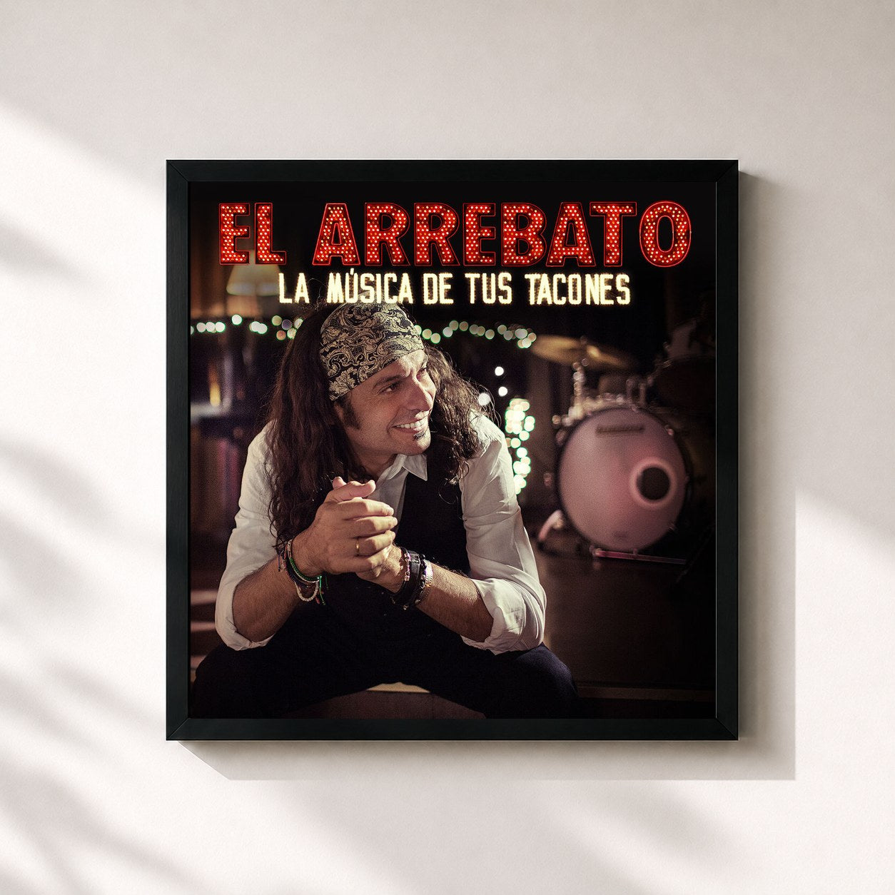 #noir Tableau carré de l'album La Música De Tus Tacones de El Arrebato, cadre noir 32x32 cm