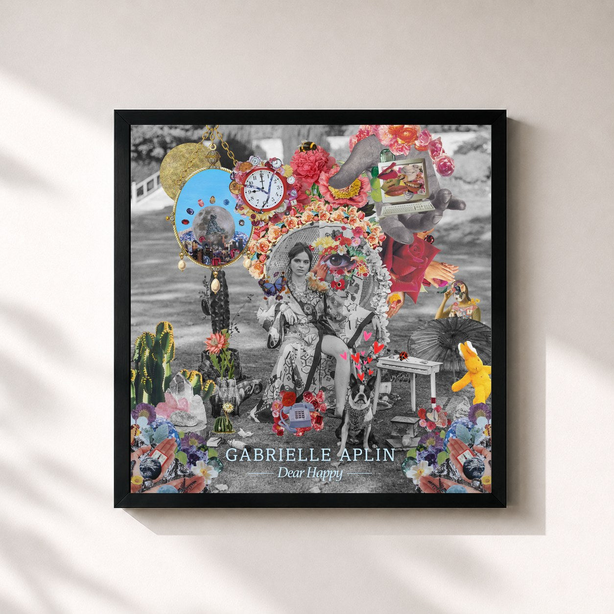 #noir Tableau carré de l'album Dear Happy de Gabrielle Aplin, cadre noir 32x32 cm