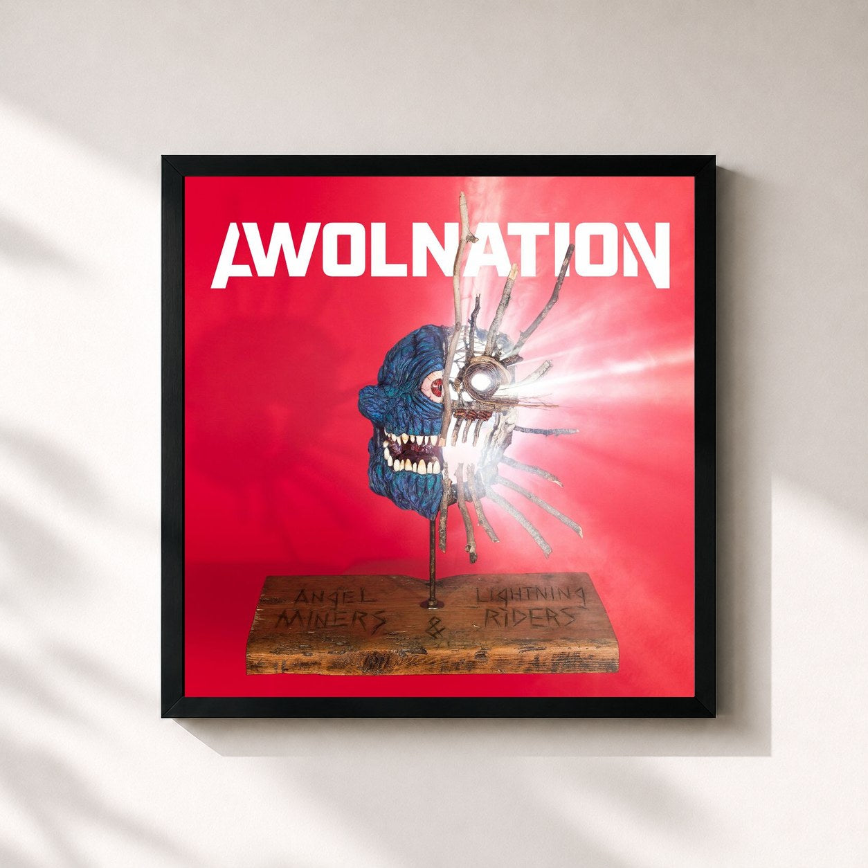 #noir Tableau carré de l'album Angel Miners & The Lightning Riders de AWOLNATION, cadre noir 32x32 cm