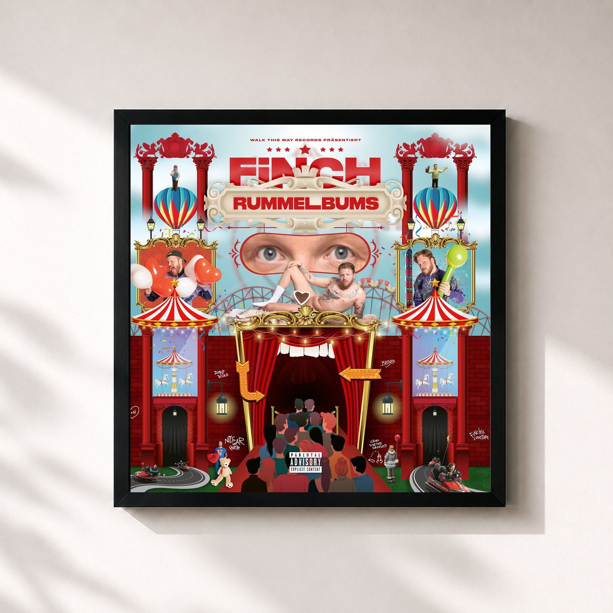 #noir Tableau carré de l'album Rummelbums de FiNCH, cadre noir 32x32 cm