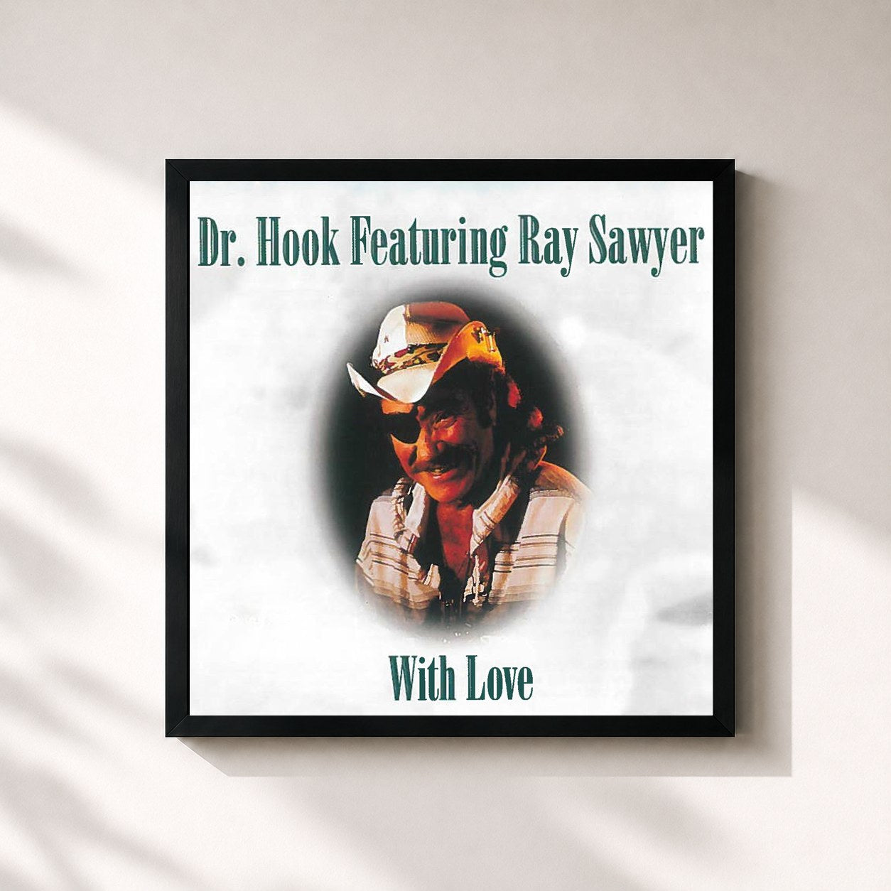 #noir Tableau carré de l'album With Love de Dr. Hook, cadre noir 32x32 cm