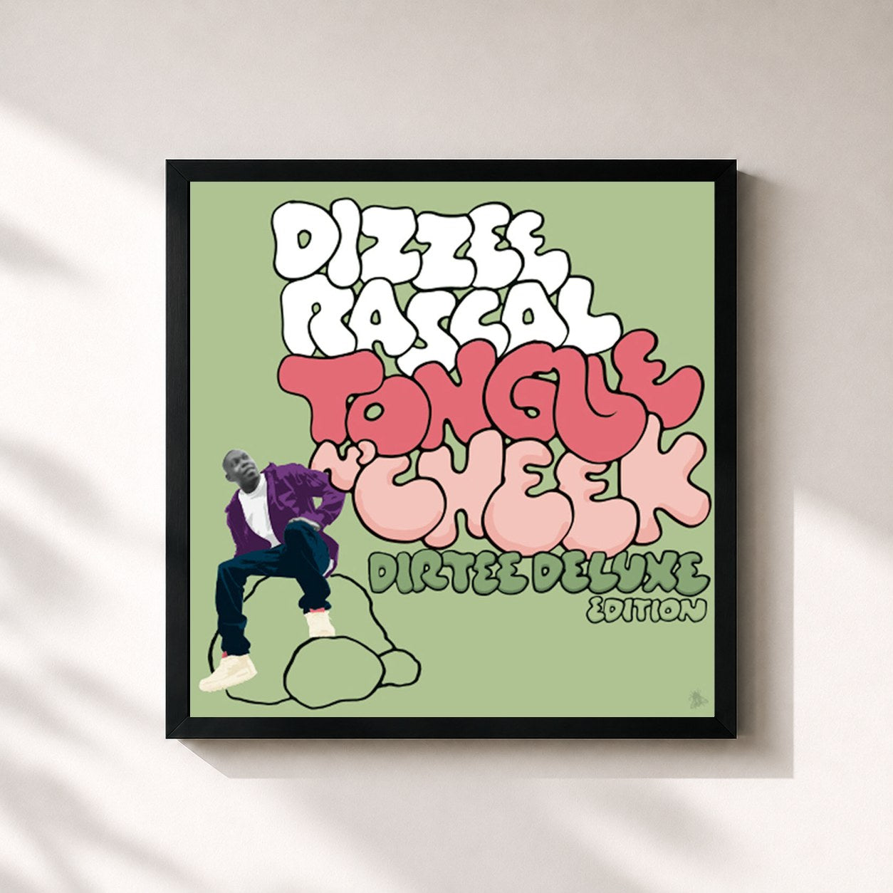 #noir Tableau carré de l'album Tongue N' Cheek (Dirtee Deluxe Edition) de Dizzee Rascal, cadre noir 32x32 cm
