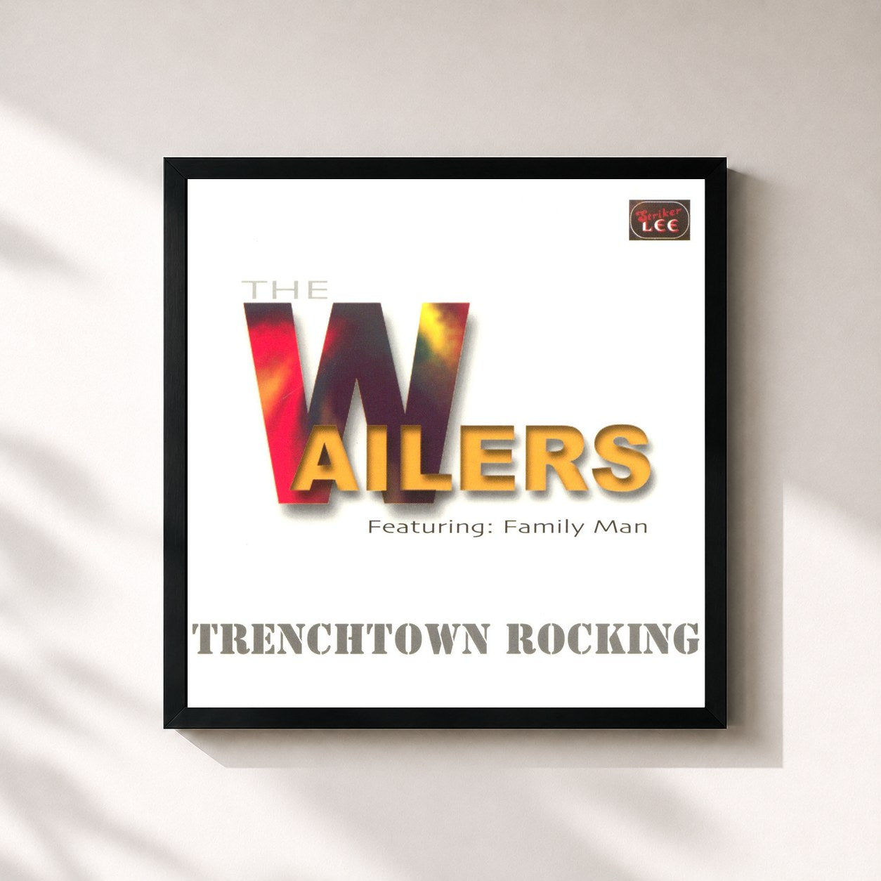 #noir Tableau carré de l'album Trenchtown Rocking de The Wailers, cadre noir 32x32 cm