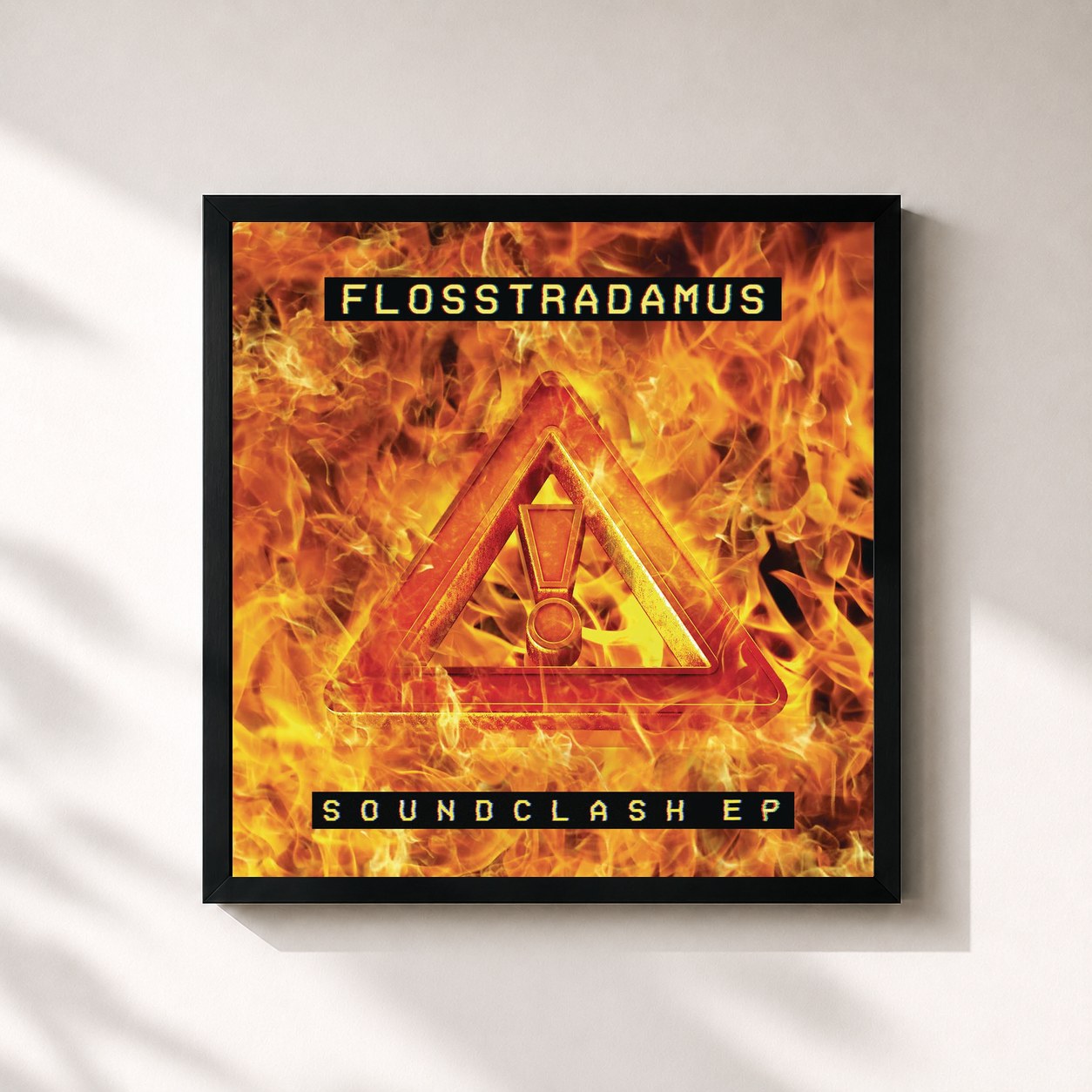 #noir Tableau carré de l'album Soundclash de Flosstradamus, cadre noir 32x32 cm