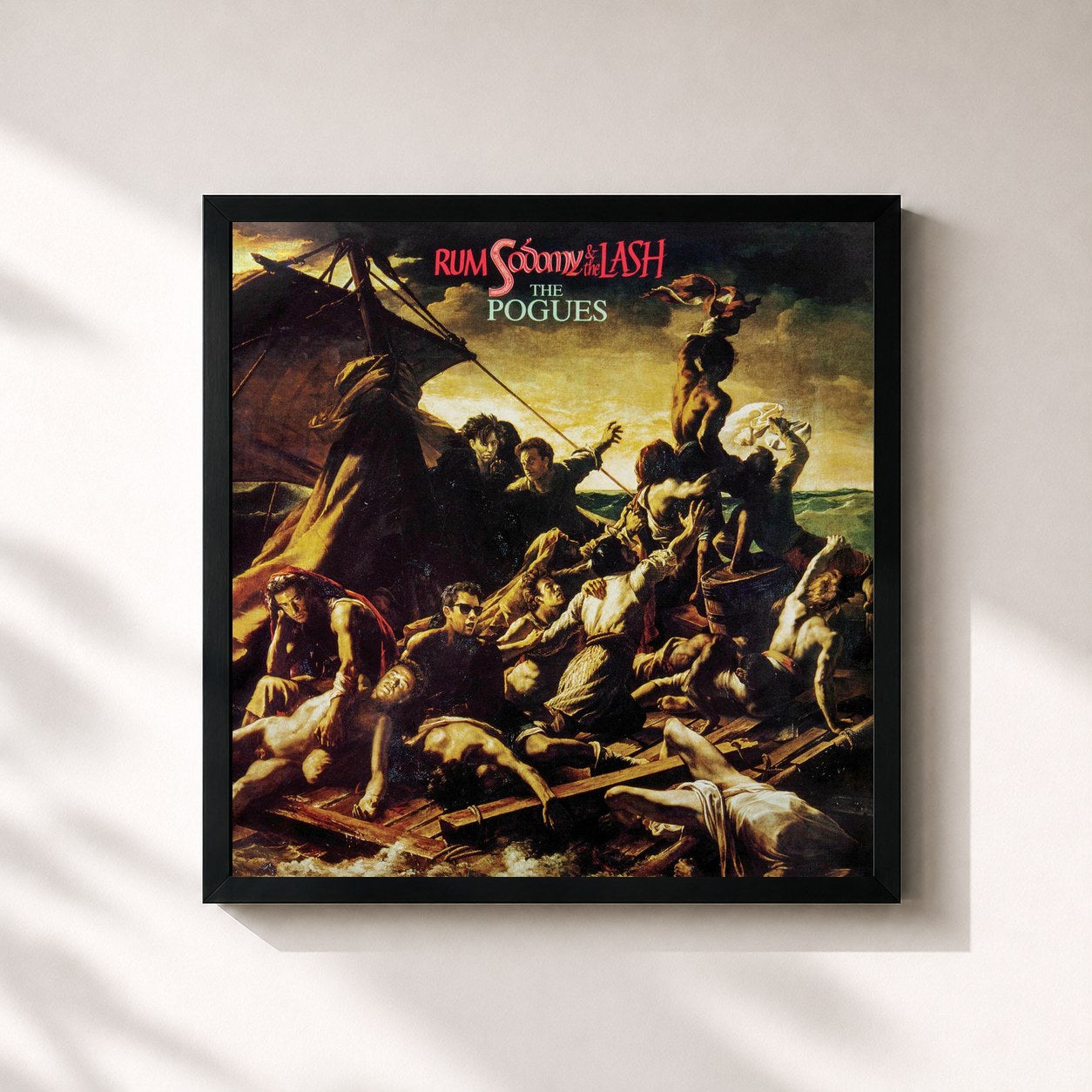 #noir Tableau carré de l'album Rum Sodomy & The Lash (40th Anniversary Edition) de The Pogues, cadre noir 32x32 cm