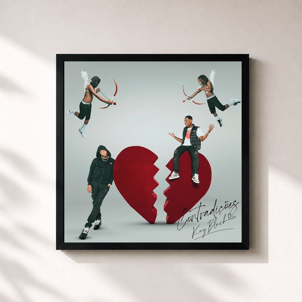 #noir Tableau carré de l'album Contradições de Kayblack, cadre noir 32x32 cm