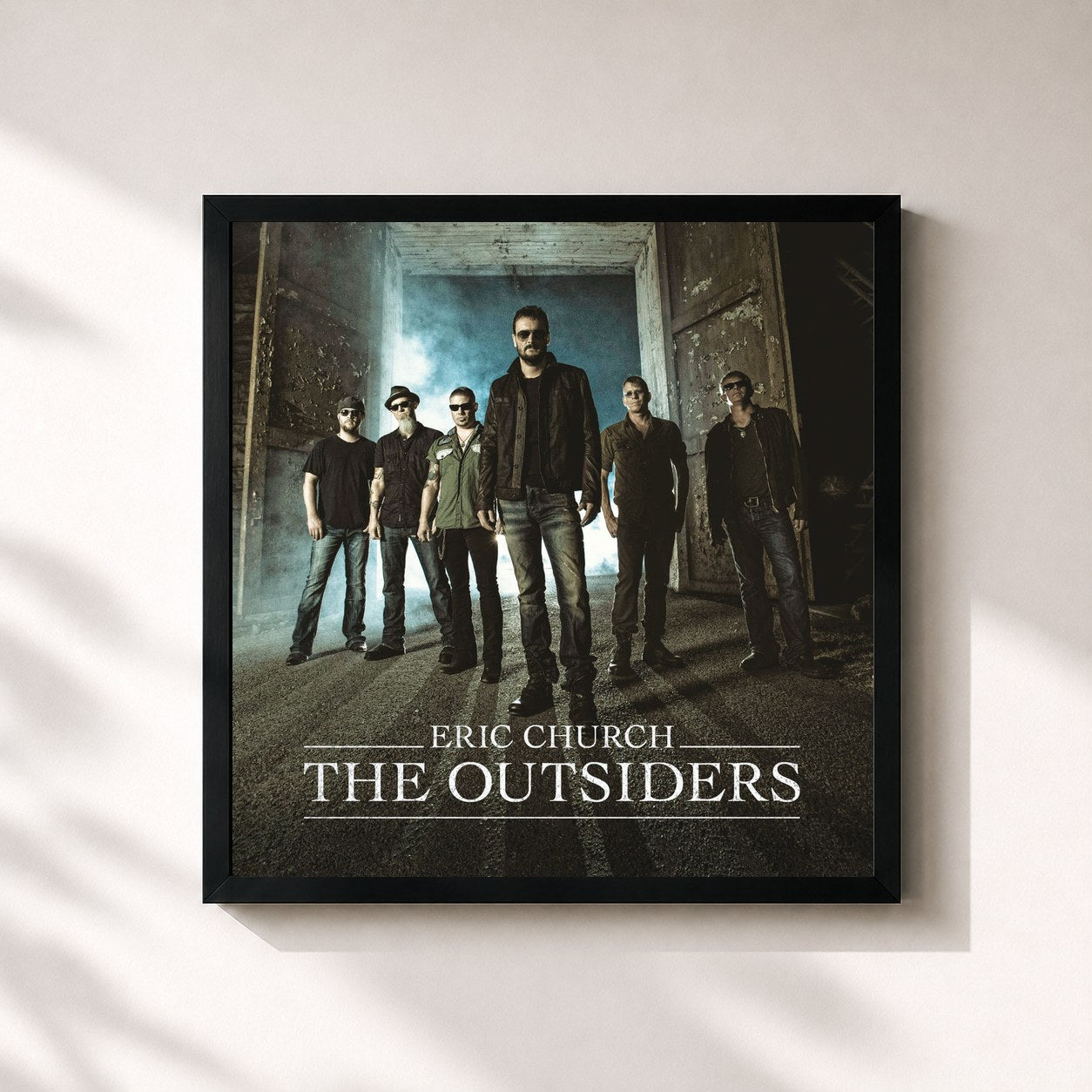 #noir Tableau carré de l'album The Outsiders de Eric Church, cadre noir 32x32 cm