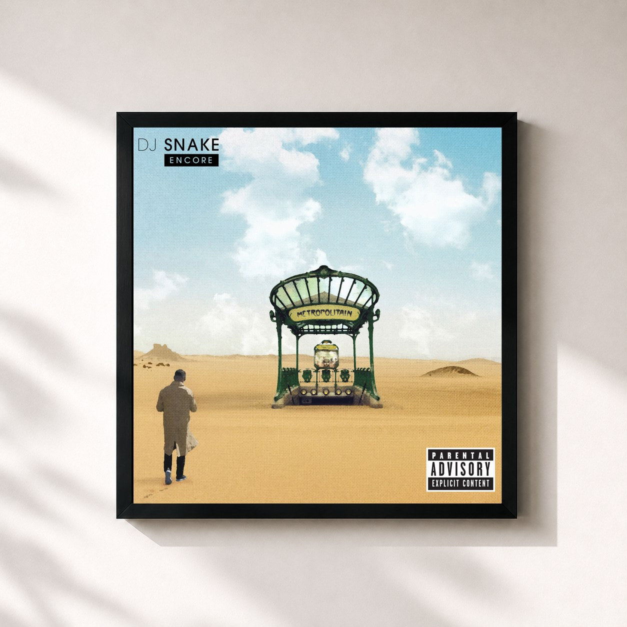 #noir Tableau carré de l'album Encore de DJ Snake, cadre noir 32x32 cm