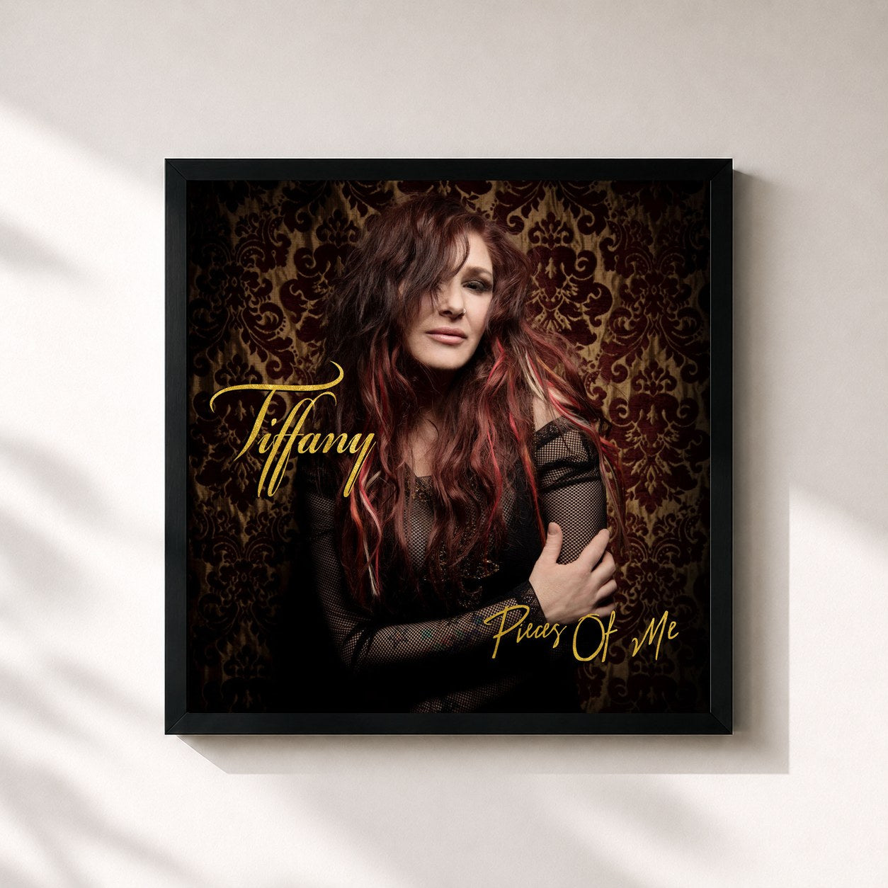 #noir Tableau carré de l'album Pieces of Me de Tiffany, cadre noir 32x32 cm
