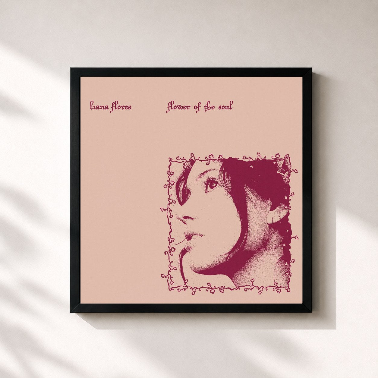 #noir Tableau carré de l'album Flower of the soul de Liana Flores, cadre noir 32x32 cm