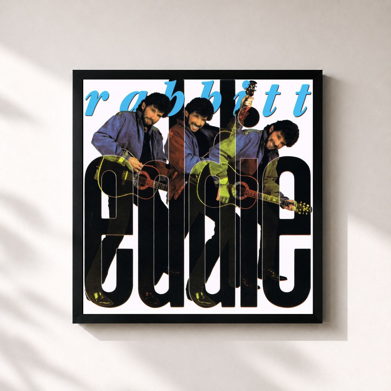 #noir Tableau carré de l'album I Wanna Dance With You de Eddie Rabbitt, cadre noir 32x32 cm