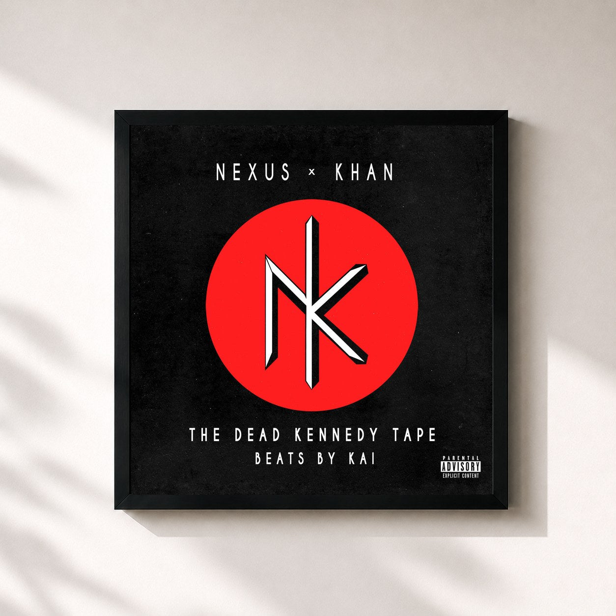 #noir Tableau carré de l'album The Dead Kennedy Tape de Khan, cadre noir 32x32 cm