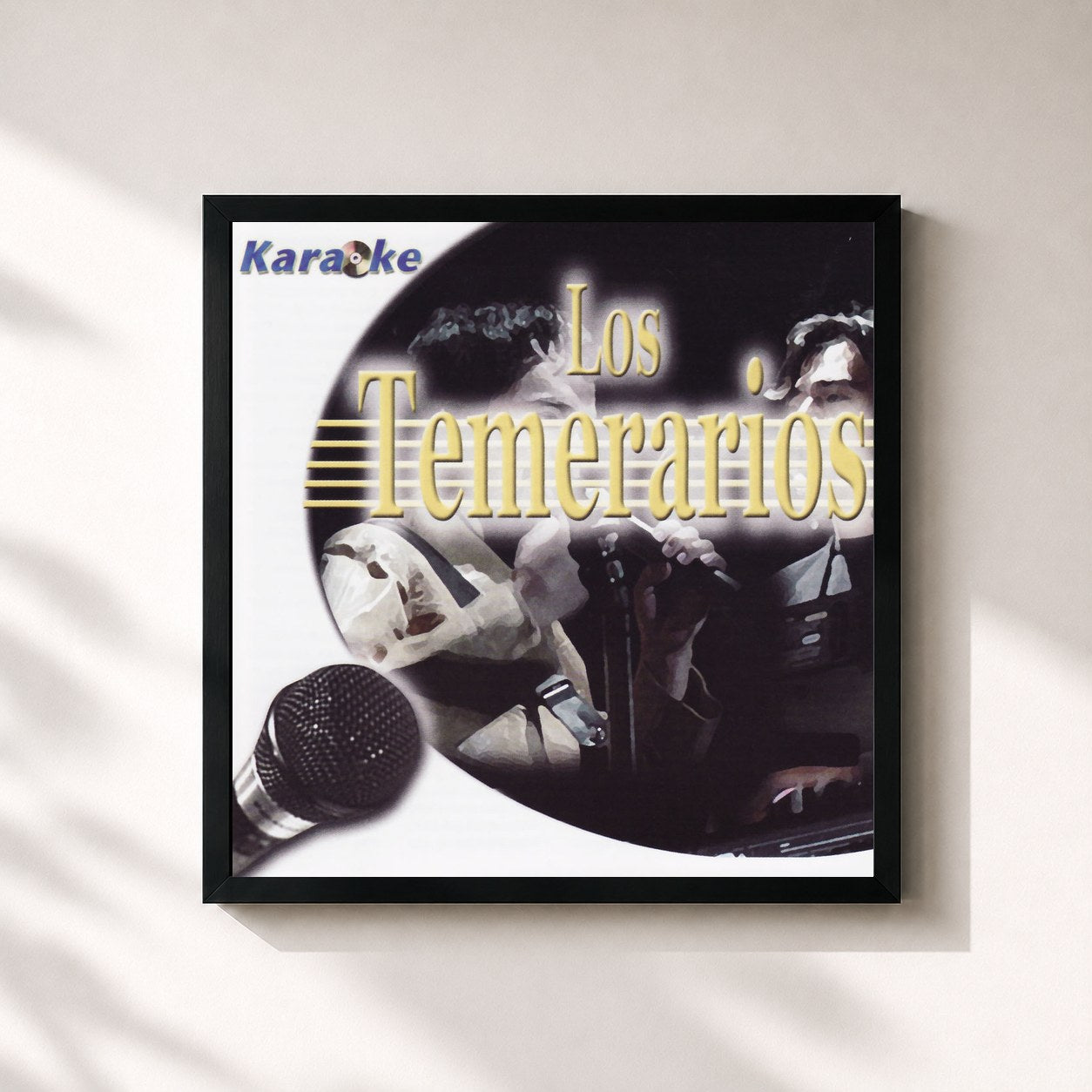 #noir Tableau carré de l'album Los Temerarios de Los Temerarios, cadre noir 32x32 cm