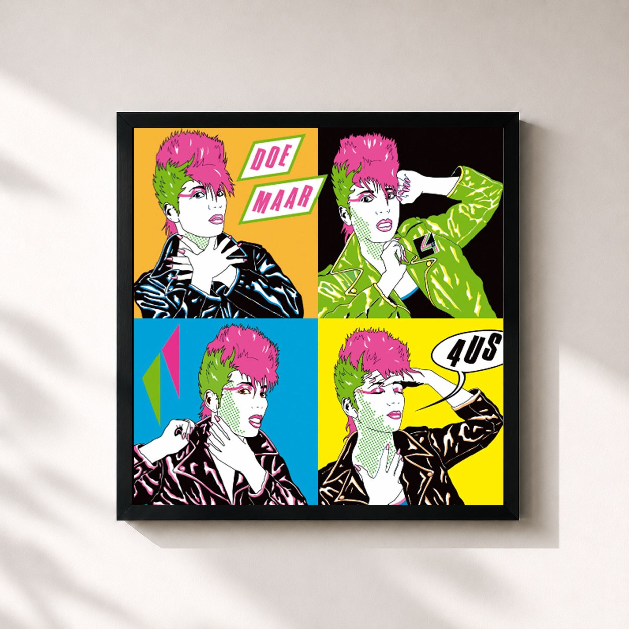 #noir Tableau carré de l'album 4us de Doe Maar, cadre noir 32x32 cm