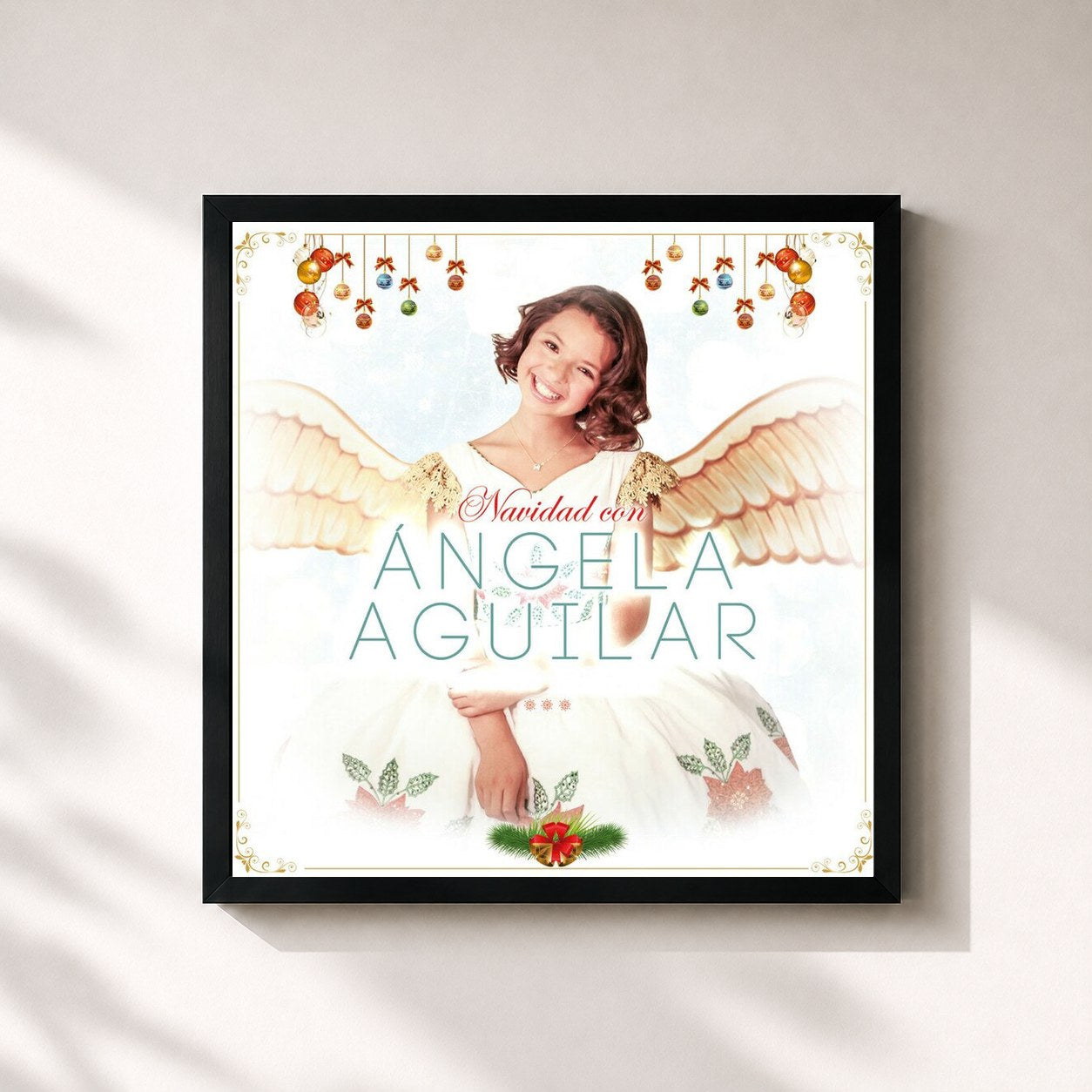 #noir Tableau carré de l'album Navidad con Ángela Aguilar de Angela Aguilar, cadre noir 32x32 cm
