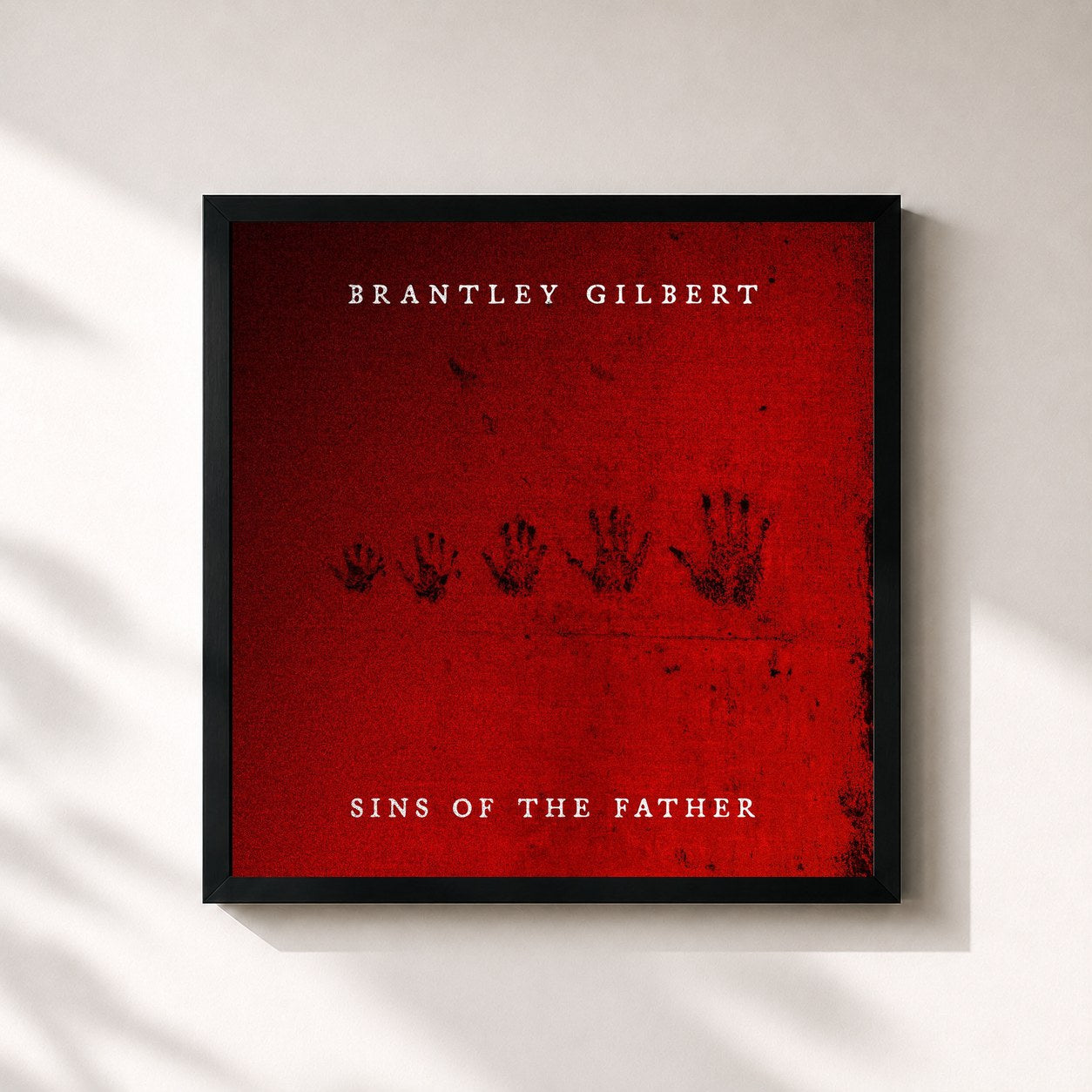 #noir Tableau carré de l'album SINS OF THE FATHER de Brantley Gilbert, cadre noir 32x32 cm