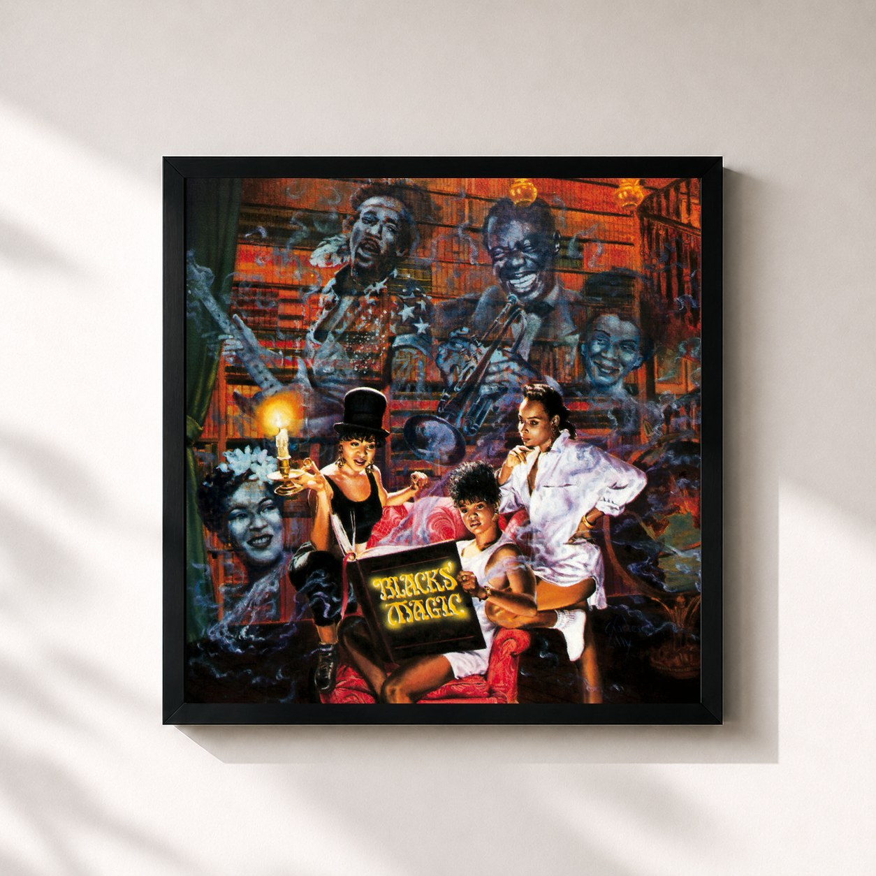 #noir Tableau carré de l'album Blacks' Magic de Salt-N-Pepa, cadre noir 32x32 cm