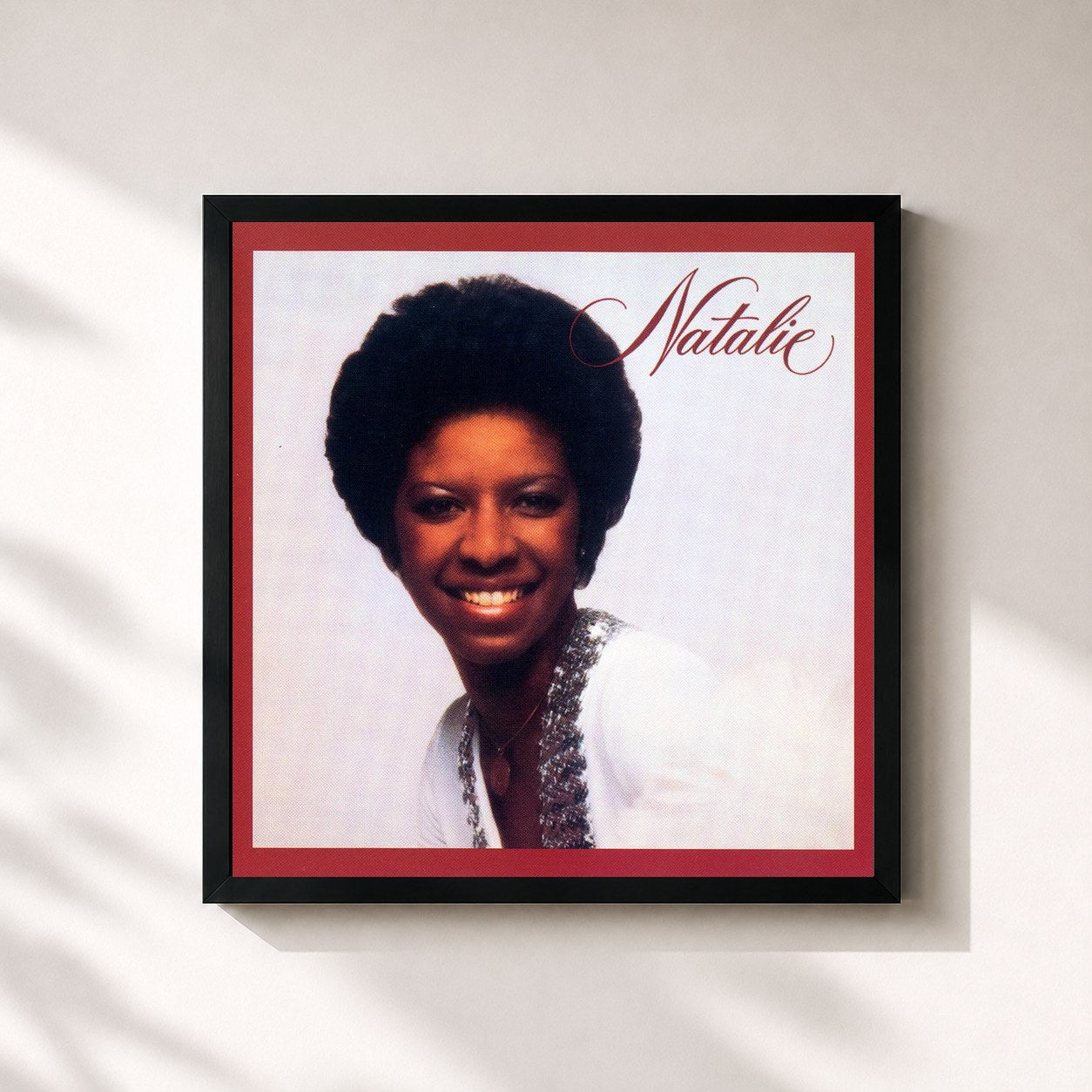 #noir Tableau carré de l'album Natalie de Natalie Cole, cadre noir 32x32 cm
