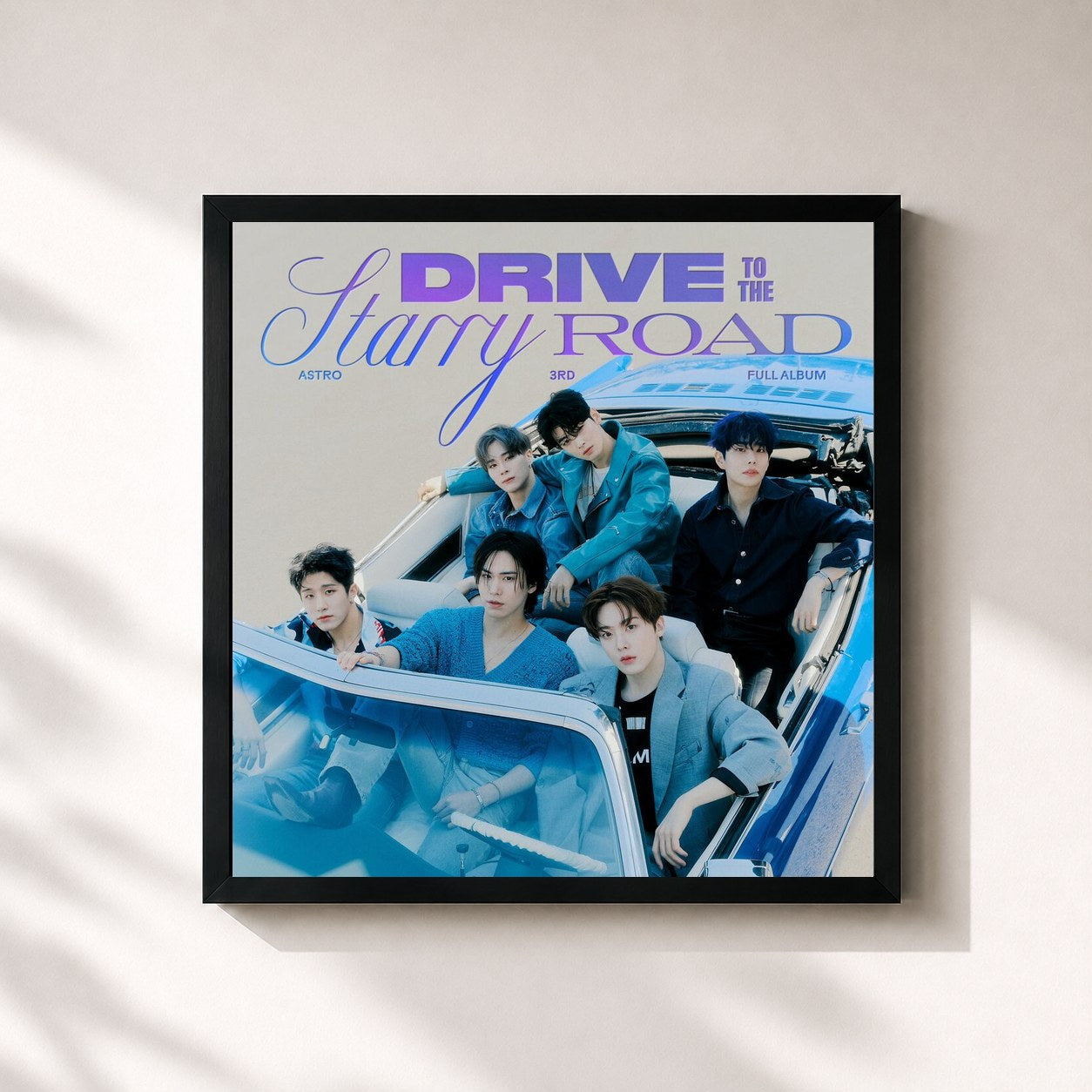 #noir Tableau carré de l'album Drive to the Starry Road de ASTRO, cadre noir 32x32 cm