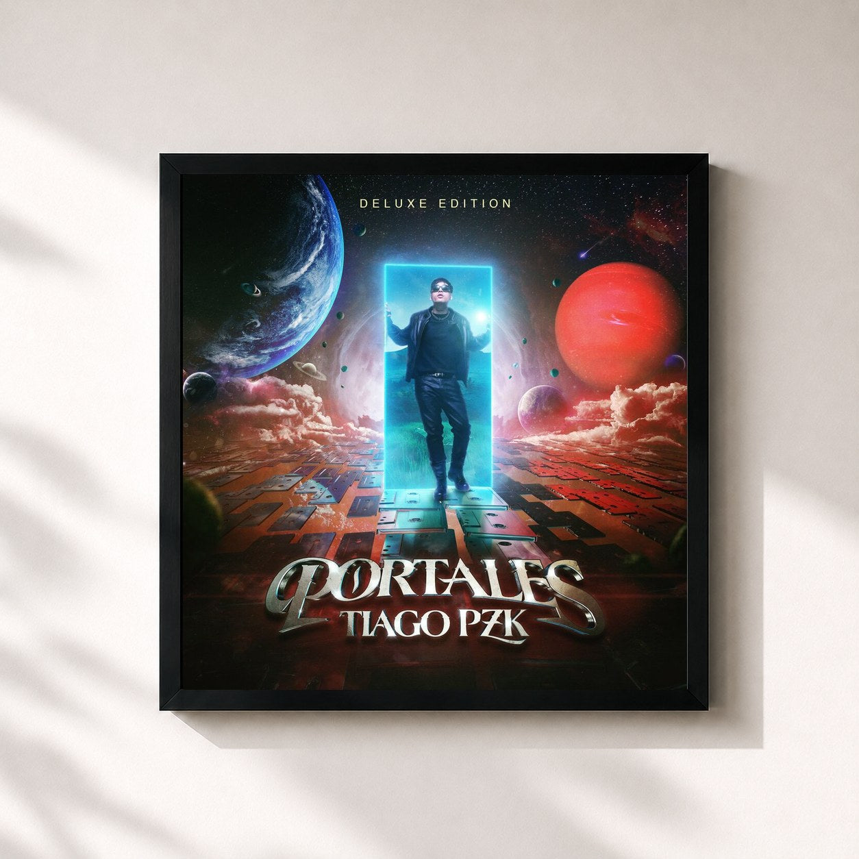 #noir Tableau carré de l'album Portales (Deluxe Edition) de Tiago PZK, cadre noir 32x32 cm