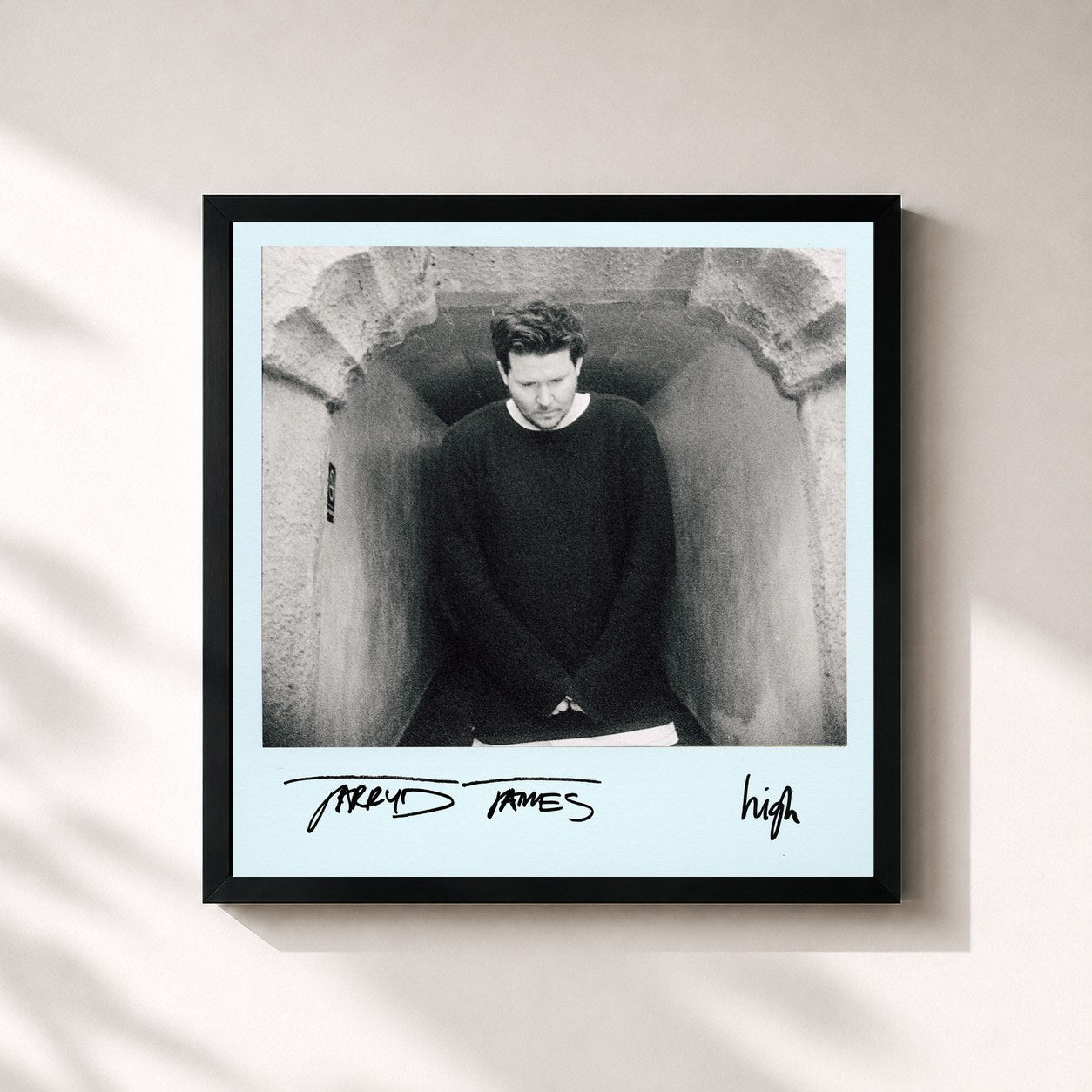 #noir Tableau carré de l'album High de Jarryd James, cadre noir 32x32 cm