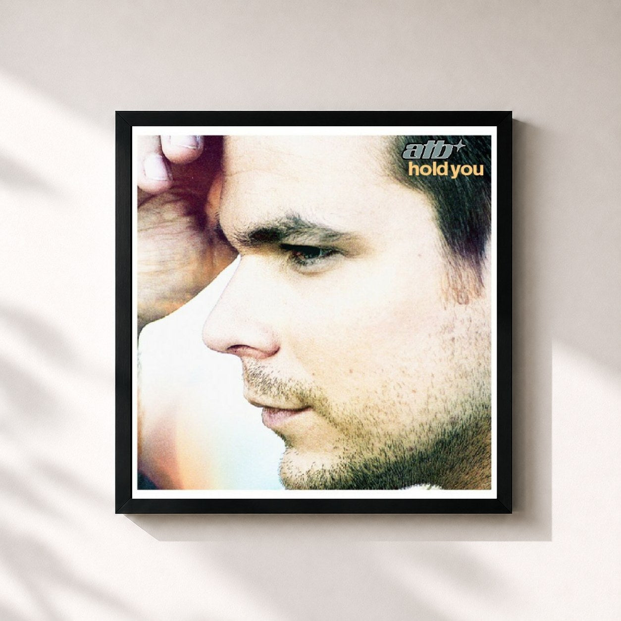 #noir Tableau carré de l'album Hold You de ATB, cadre noir 32x32 cm