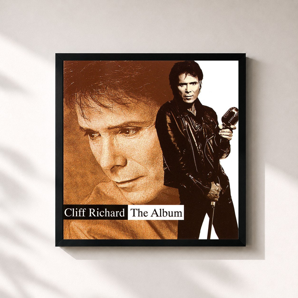 #noir Tableau carré de l'album The Album de Cliff Richard, cadre noir 32x32 cm