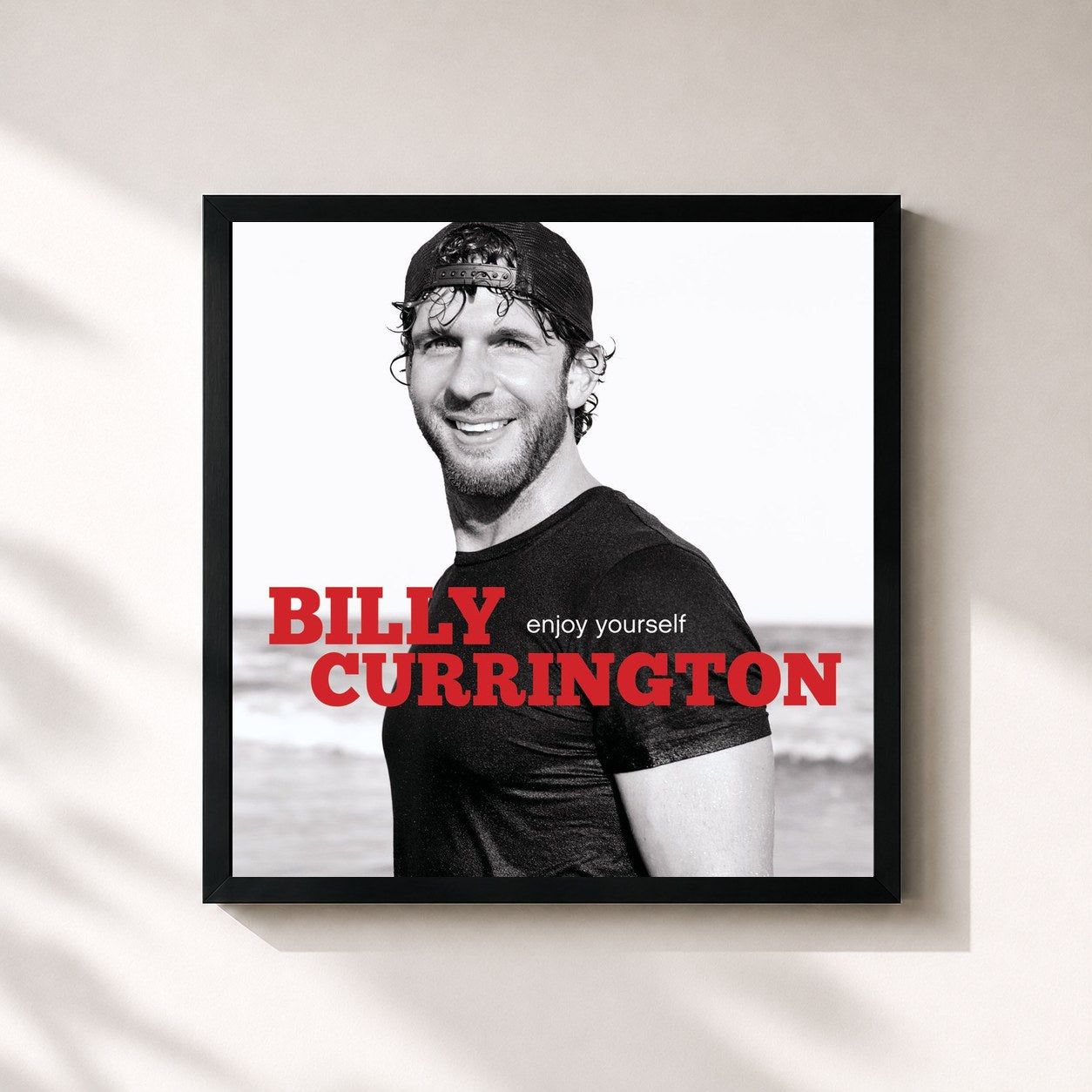 #noir Tableau carré de l'album Enjoy Yourself de Billy Currington, cadre noir 32x32 cm