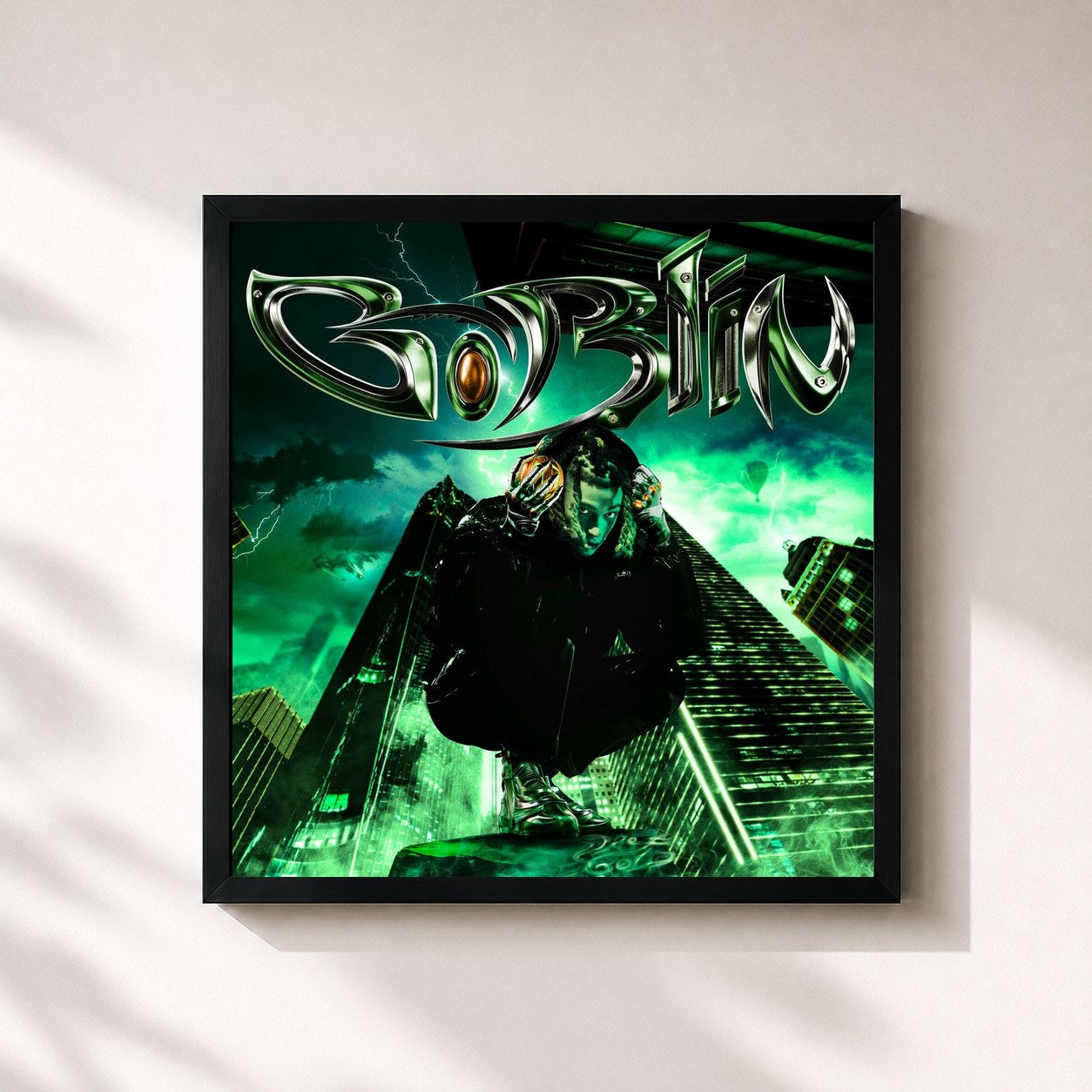#noir Tableau carré de l'album GOBLIN de DrefGold, cadre noir 32x32 cm