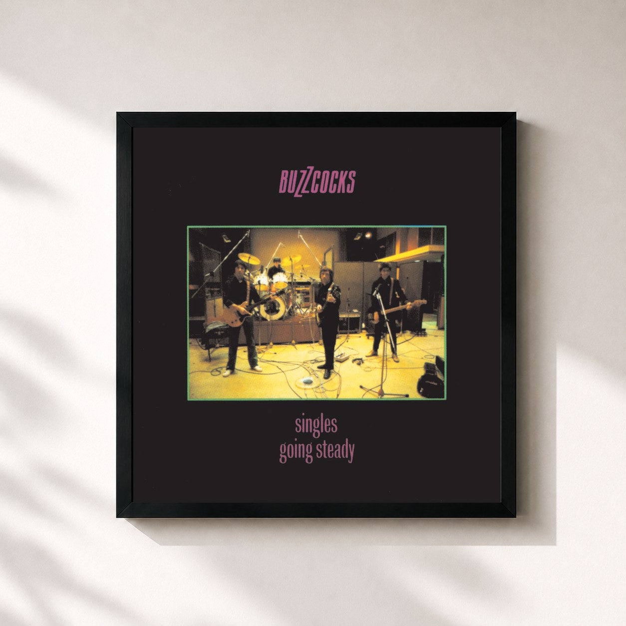 #noir Tableau carré de l'album Singles Going Steady de Buzzcocks, cadre noir 32x32 cm