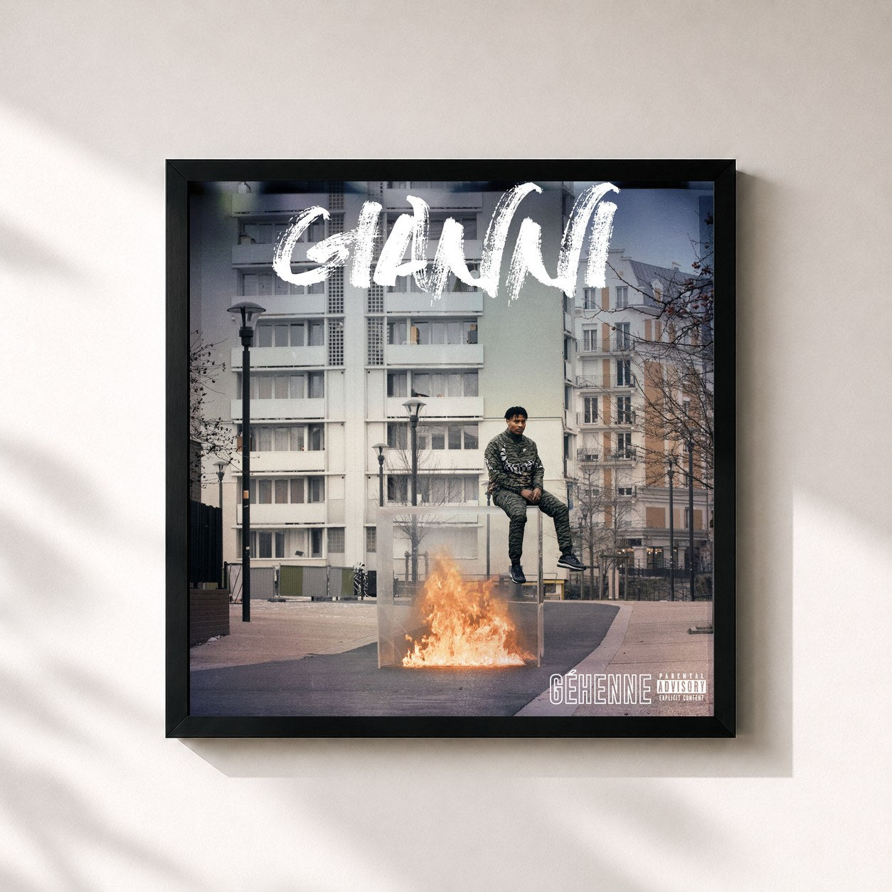 #noir Tableau carré de l'album Géhenne de Gianni, cadre noir 32x32 cm