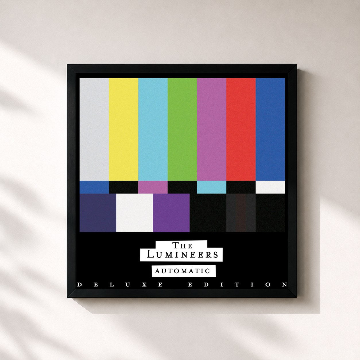 #noir Tableau carré de l'album Automatic (Deluxe Edition) de The Lumineers, cadre noir 32x32 cm