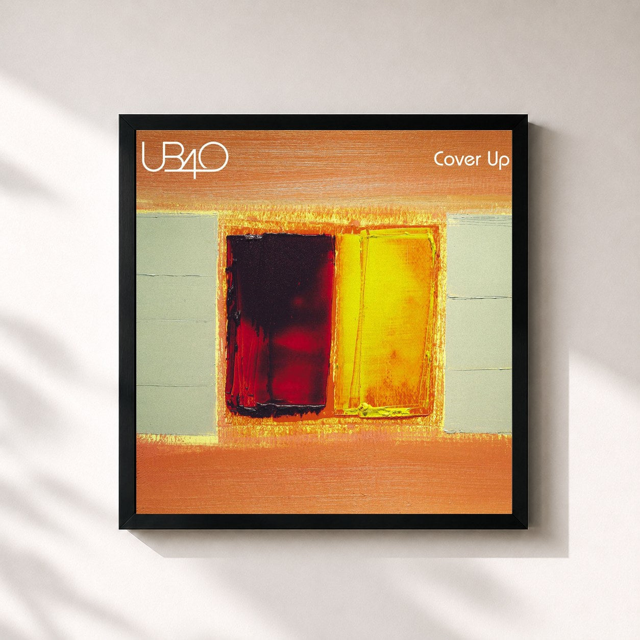 #noir Tableau carré de l'album Cover Up de UB40, cadre noir 32x32 cm