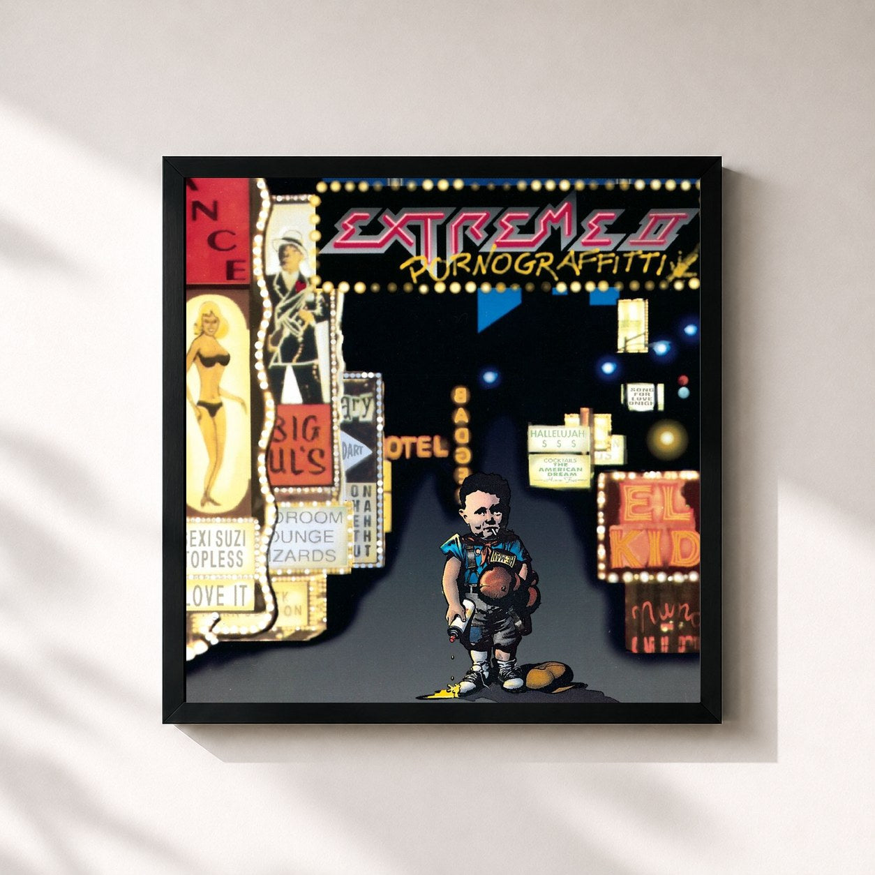 #noir Tableau carré de l'album Extreme II - Pornograffitti de Extreme, cadre noir 32x32 cm