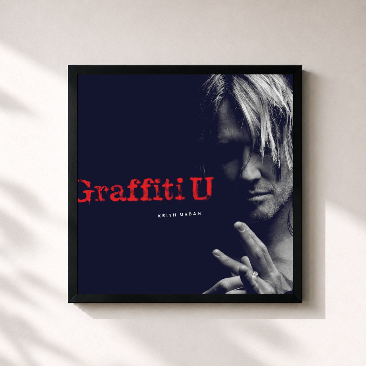 #noir Tableau carré de l'album Graffiti U de Keith Urban, cadre noir 32x32 cm