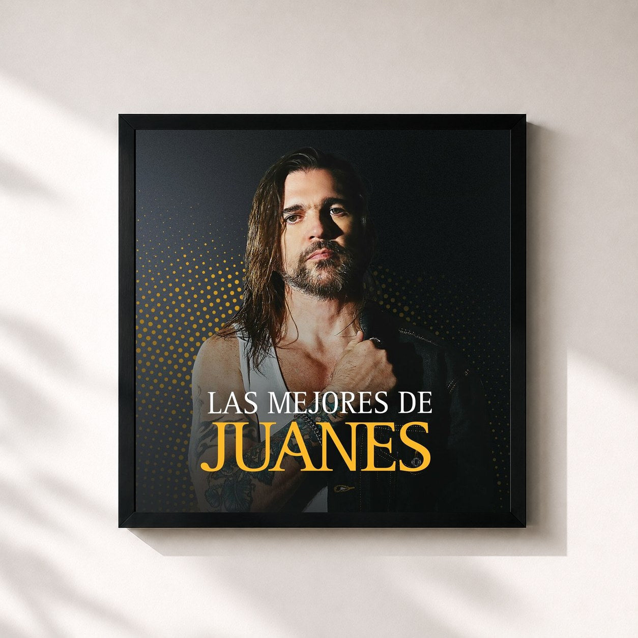 #noir Tableau carré de l'album Las Mejores de Juanes de Juanes, cadre noir 32x32 cm
