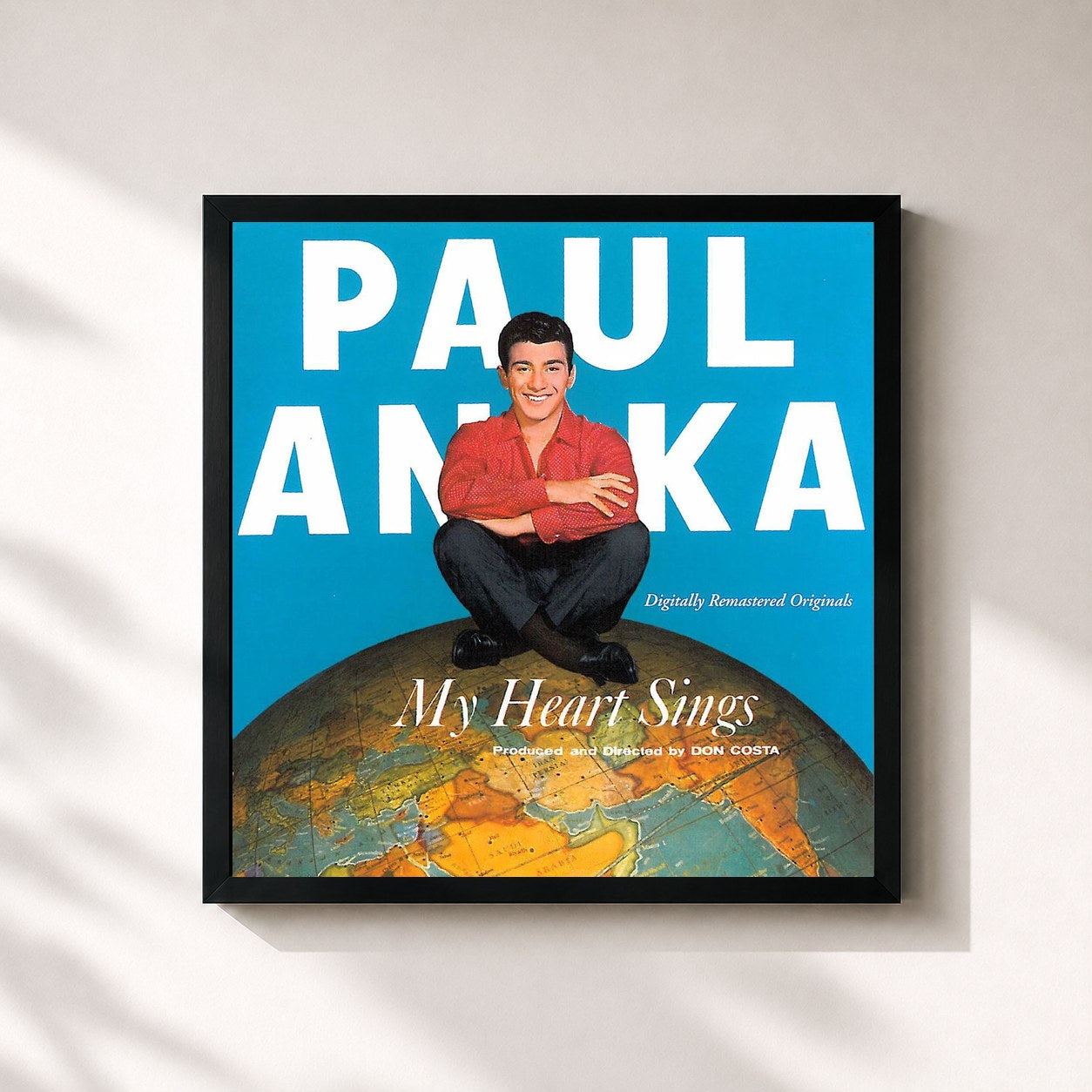 #noir Tableau carré de l'album My Heart Sings (Remastered) de Paul Anka, cadre noir 32x32 cm