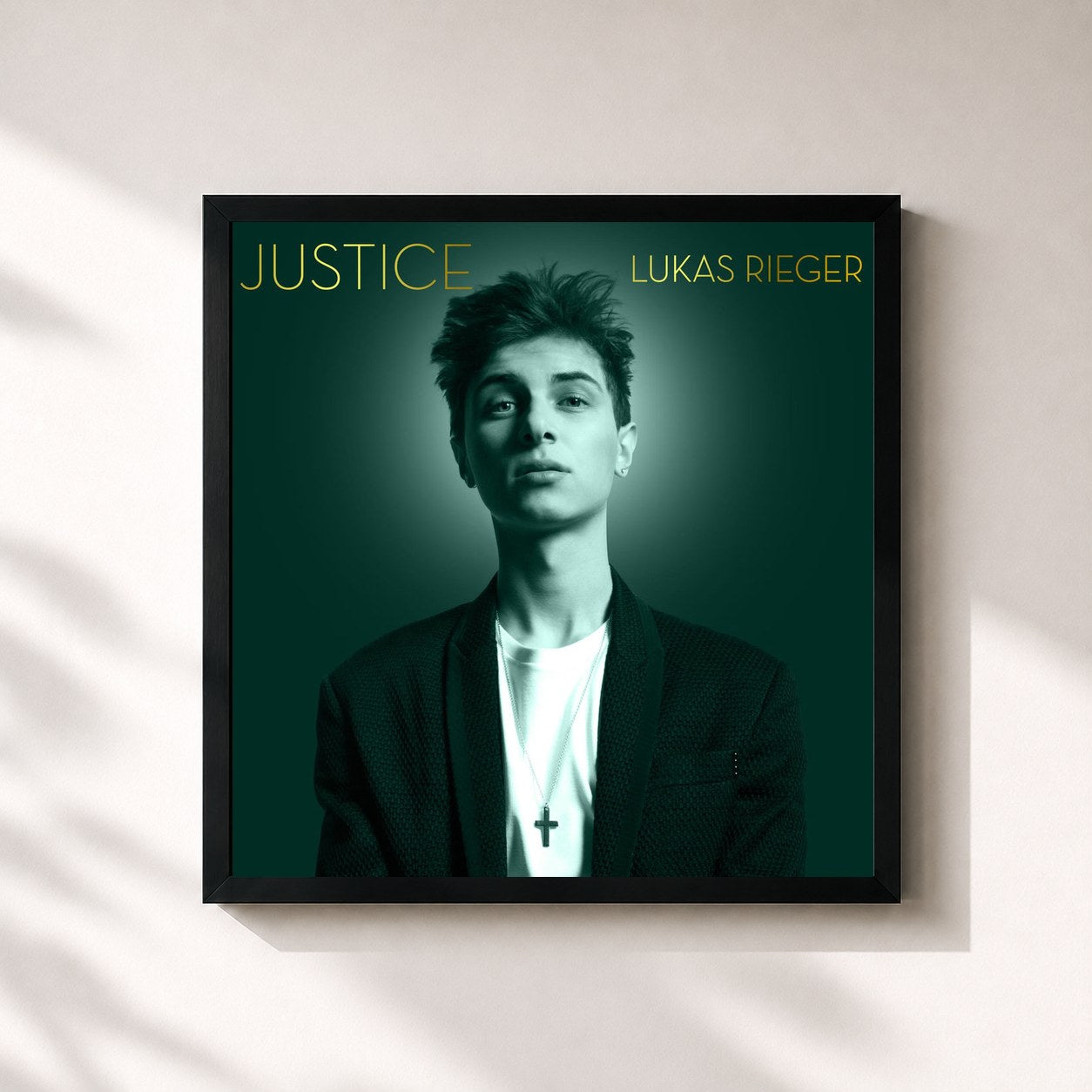#noir Tableau carré de l'album Justice de Lukas Rieger, cadre noir 32x32 cm