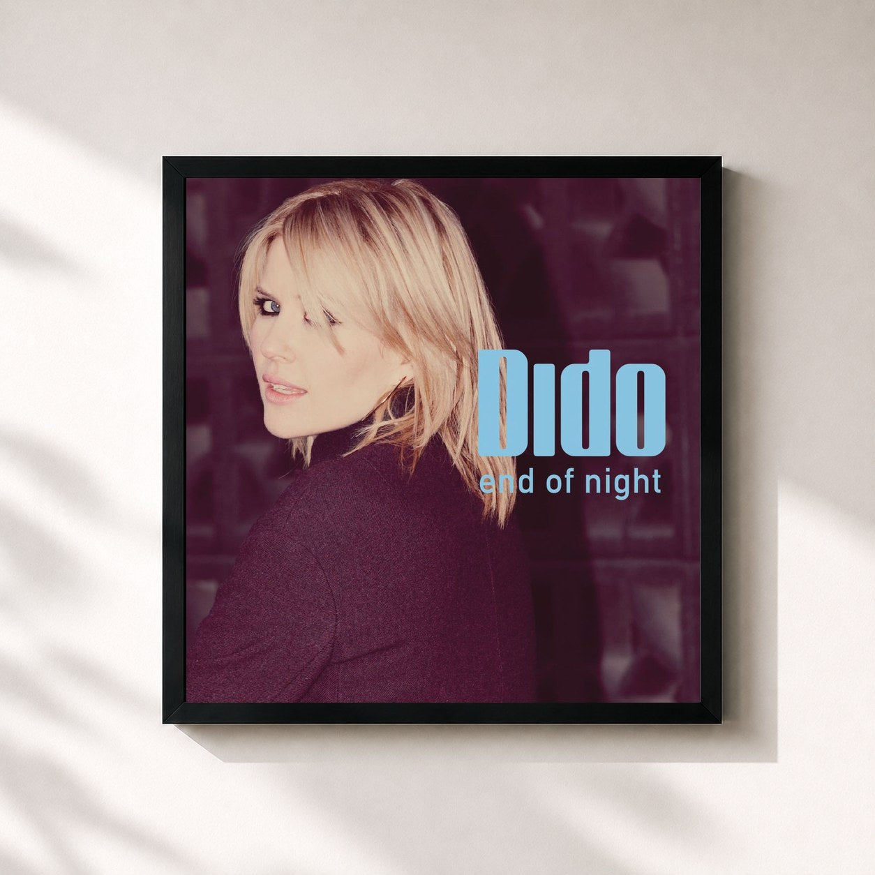 #noir Tableau carré de l'album End of Night de Dido, cadre noir 32x32 cm
