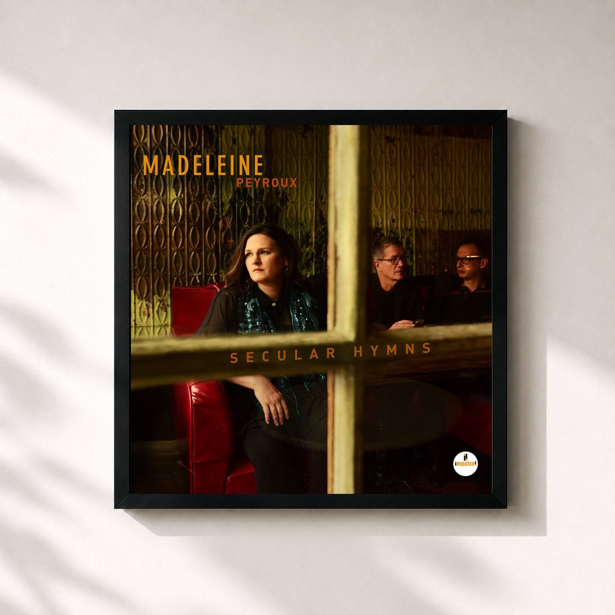 #noir Tableau carré de l'album Secular Hymns de Madeleine Peyroux, cadre noir 32x32 cm